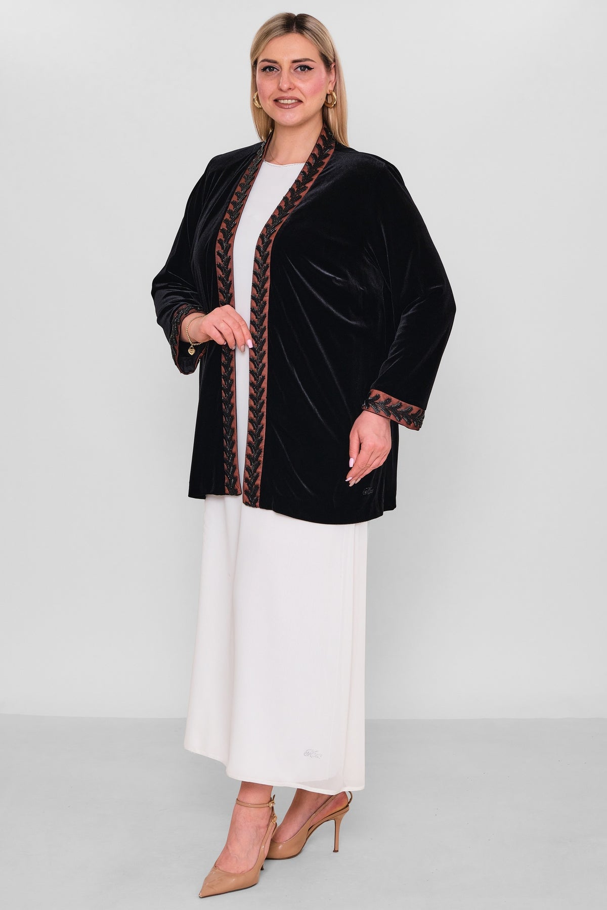Ksas - Extended Plus Size Cardigan (KSAS4087-1) - 8690200074783