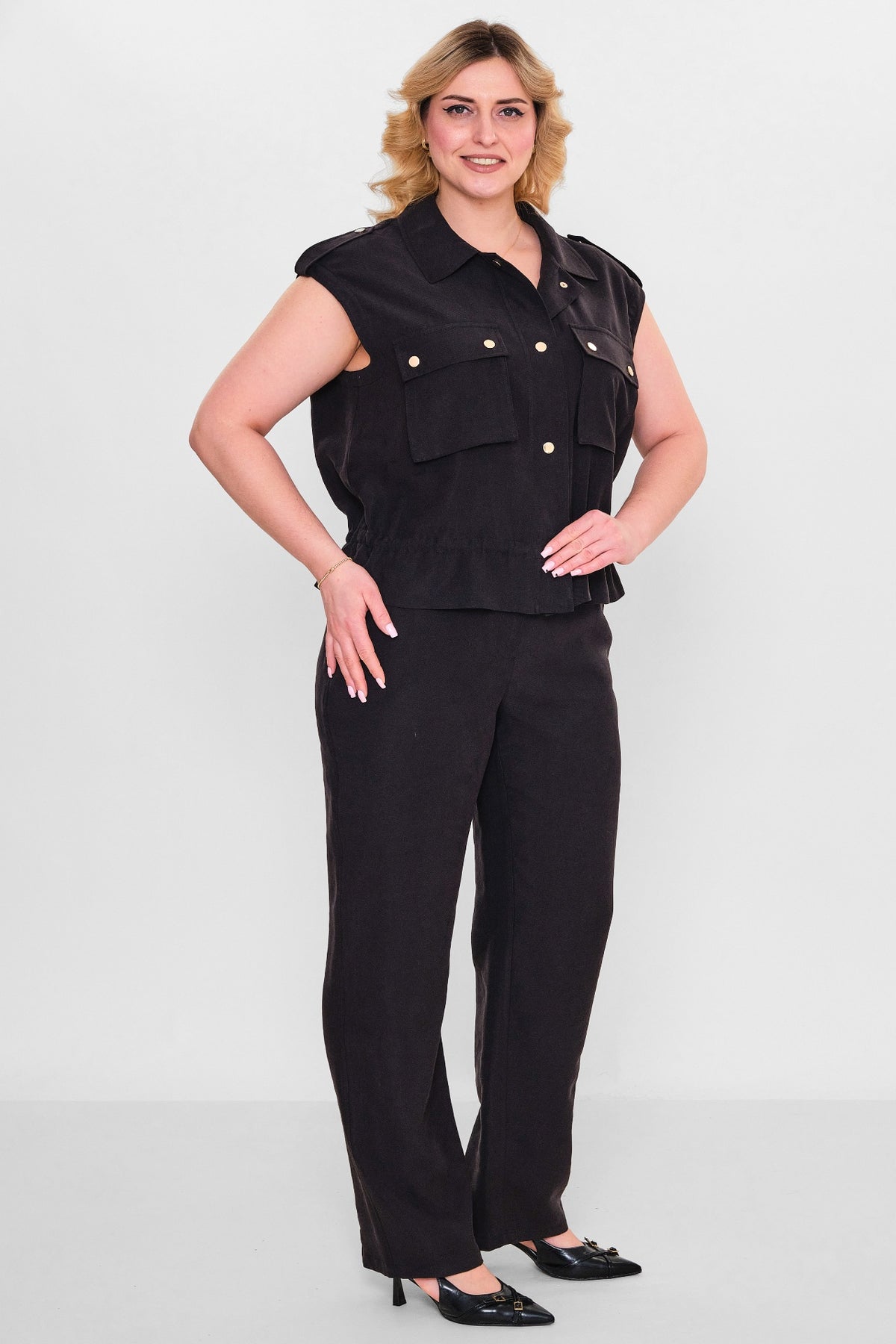 Laluce - Plus Size Waistcoat (L2.Y26.YK.2Y14) - 8690200143427