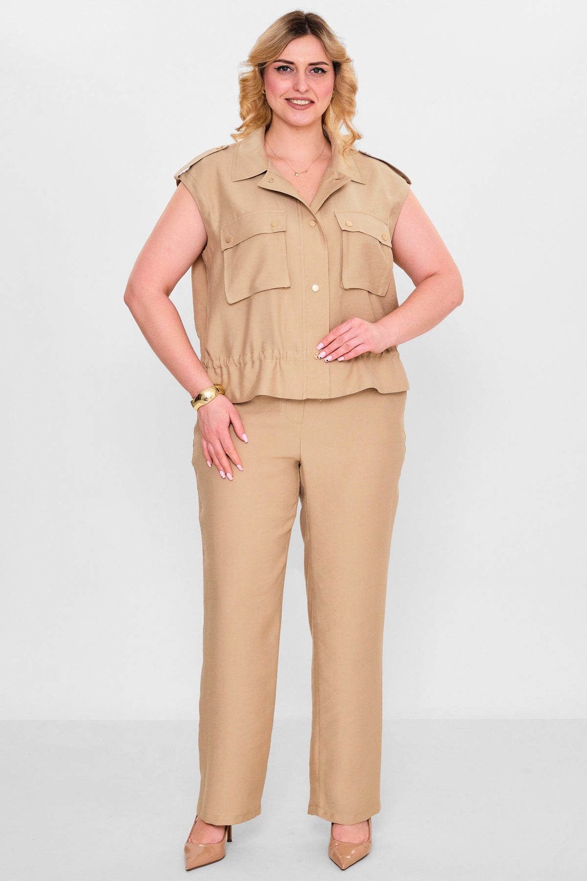 Laluce - Plus Size Waistcoat (L2.Y26.YK.2Y14) - 8690200143434