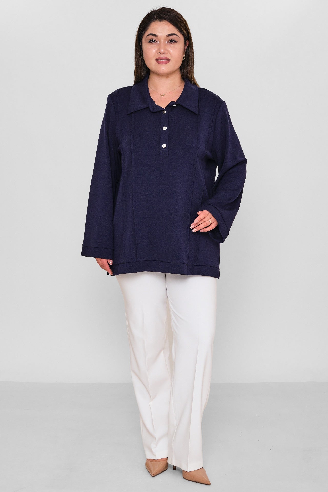 Kifayet - Extended Plus Size Shirt (KFY26Y23706-01) - 8690200143618