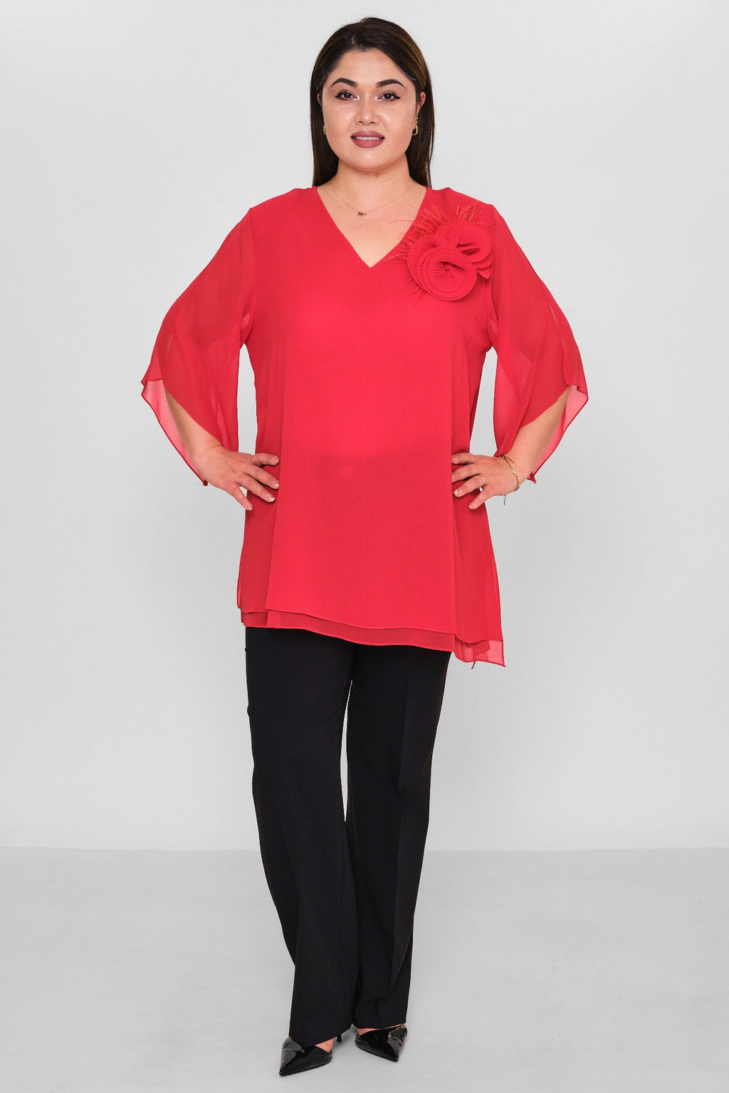 Kifayet - Extended Plus Size Evening Blouse (KFY26Y22502-01) - 8690200144721