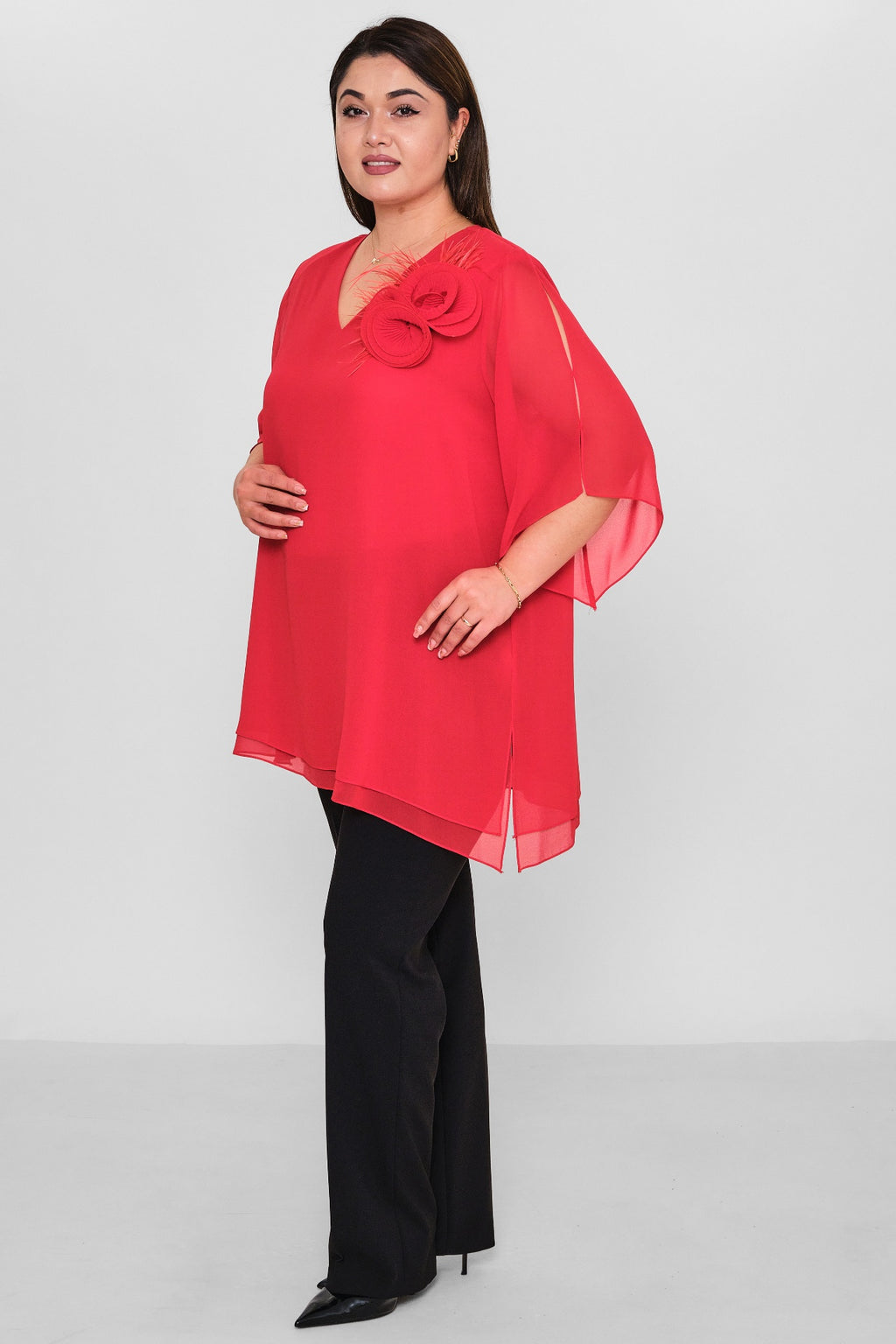 Kifayet - Extended Plus Size Evening Blouse (KFY26Y22502-01) - 8690200144721