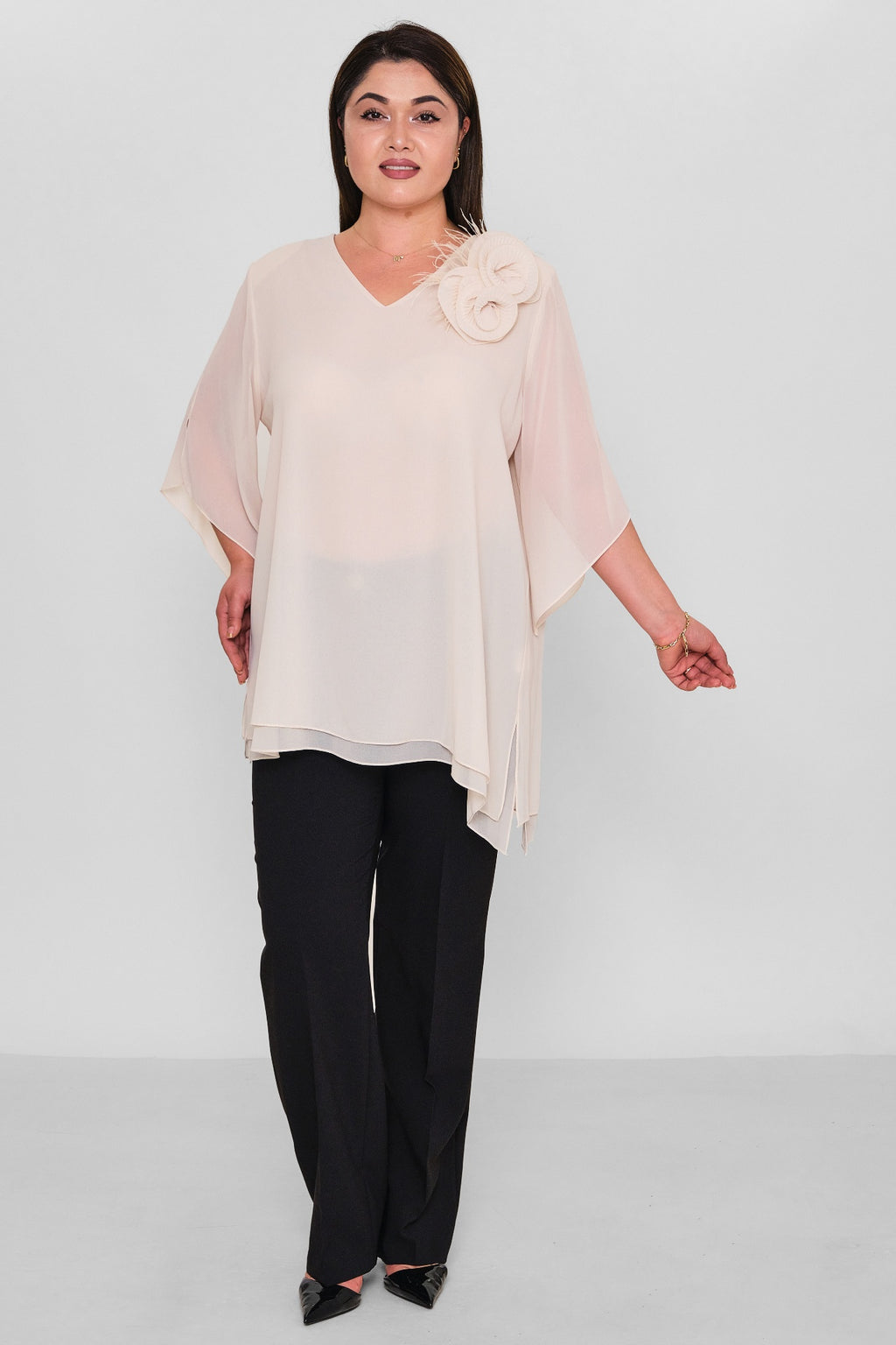 Kifayet - Extended Plus Size Evening Blouse (KFY26Y22502-01) - 8690200144738