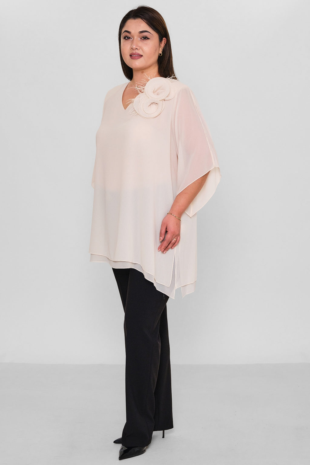 Kifayet - Extended Plus Size Evening Blouse (KFY26Y22502-01) - 8690200144738