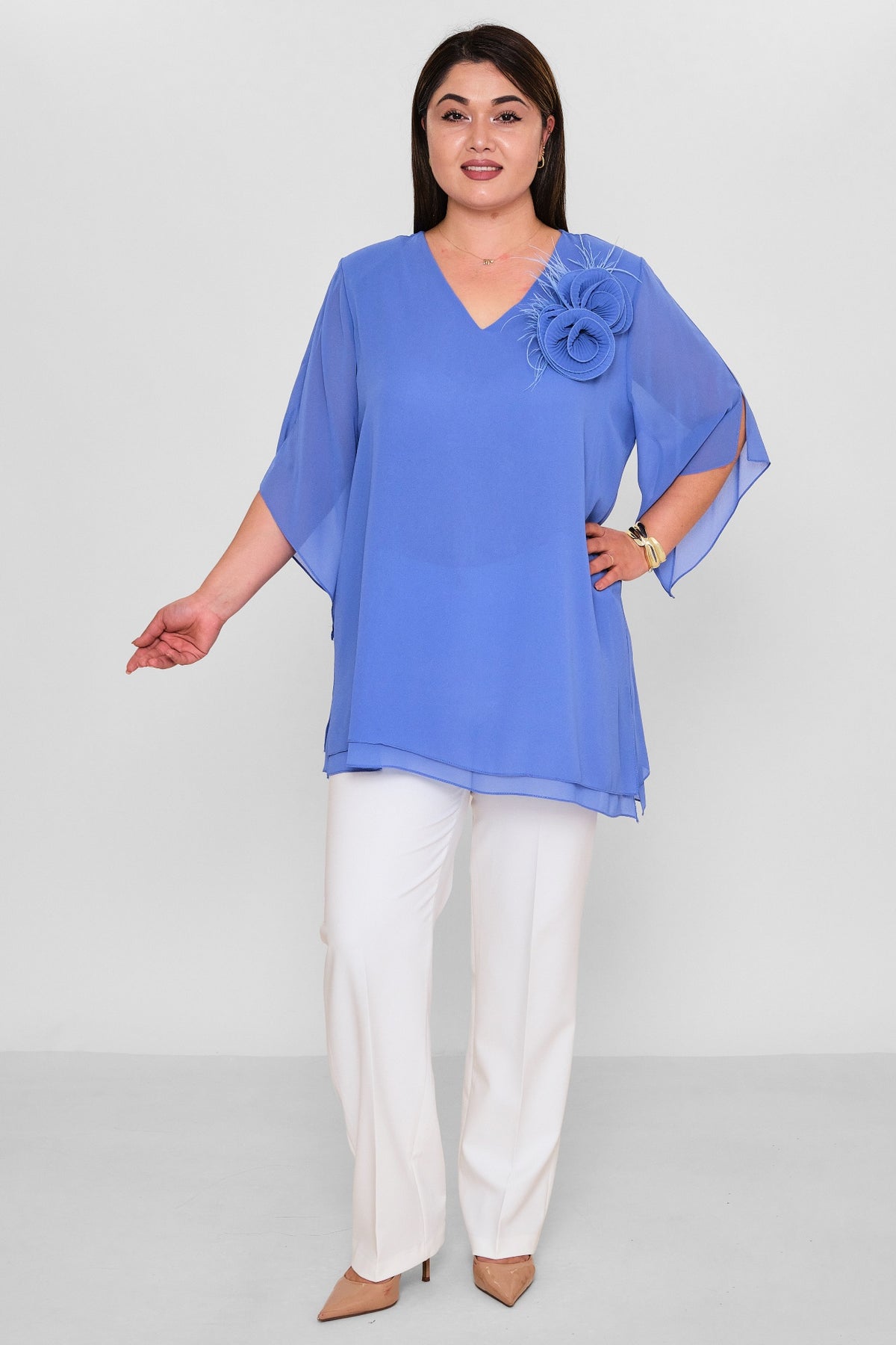 Kifayet - Extended Plus Size Evening Blouse (KFY26Y22502-01) - 8690200144745