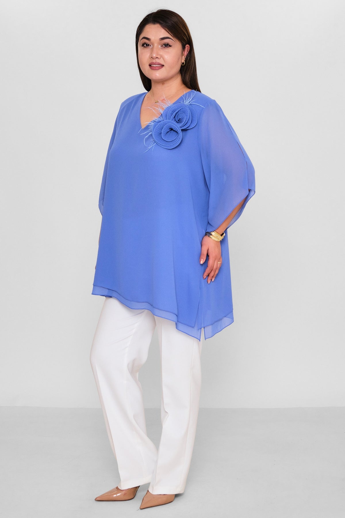Kifayet - Extended Plus Size Evening Blouse (KFY26Y22502-01) - 8690200144745
