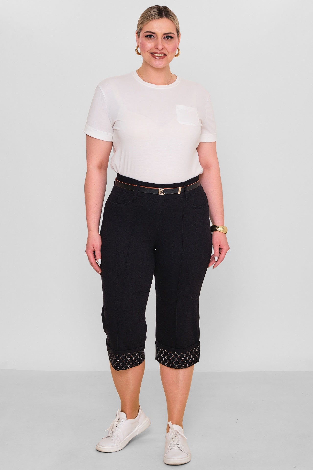 Elitline - Plus Size Capri Pants (ELT26Y5-43-4001) - 8690200182129