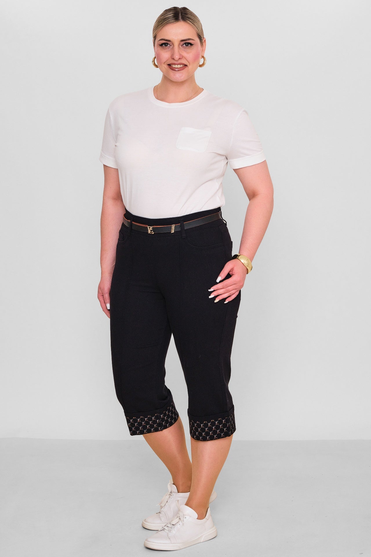 Elitline - Plus Size Capri Pants (ELT26Y5-43-4001) - 8690200182129