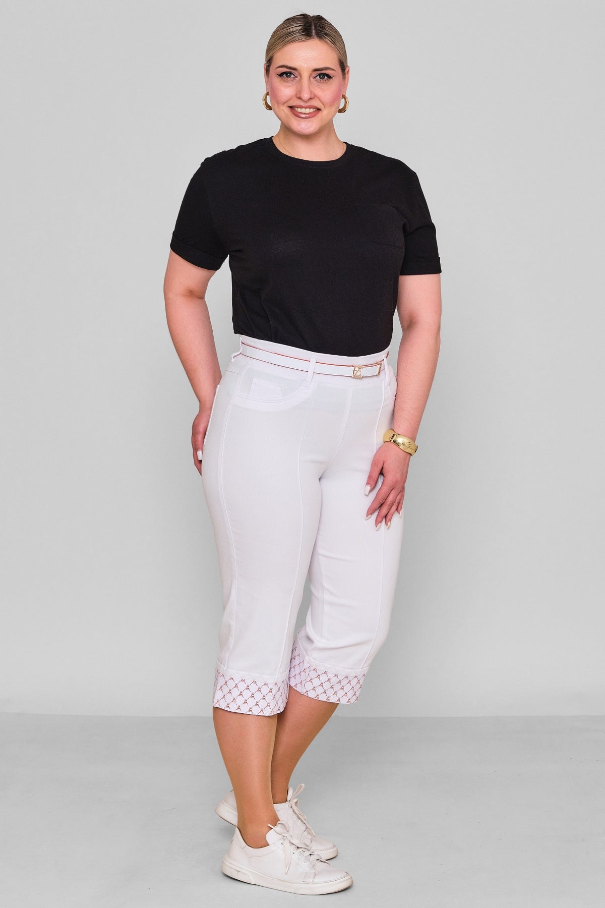 Elitline - Plus Size Capri Pants (ELT26Y5-43-4001) - 8690200182136