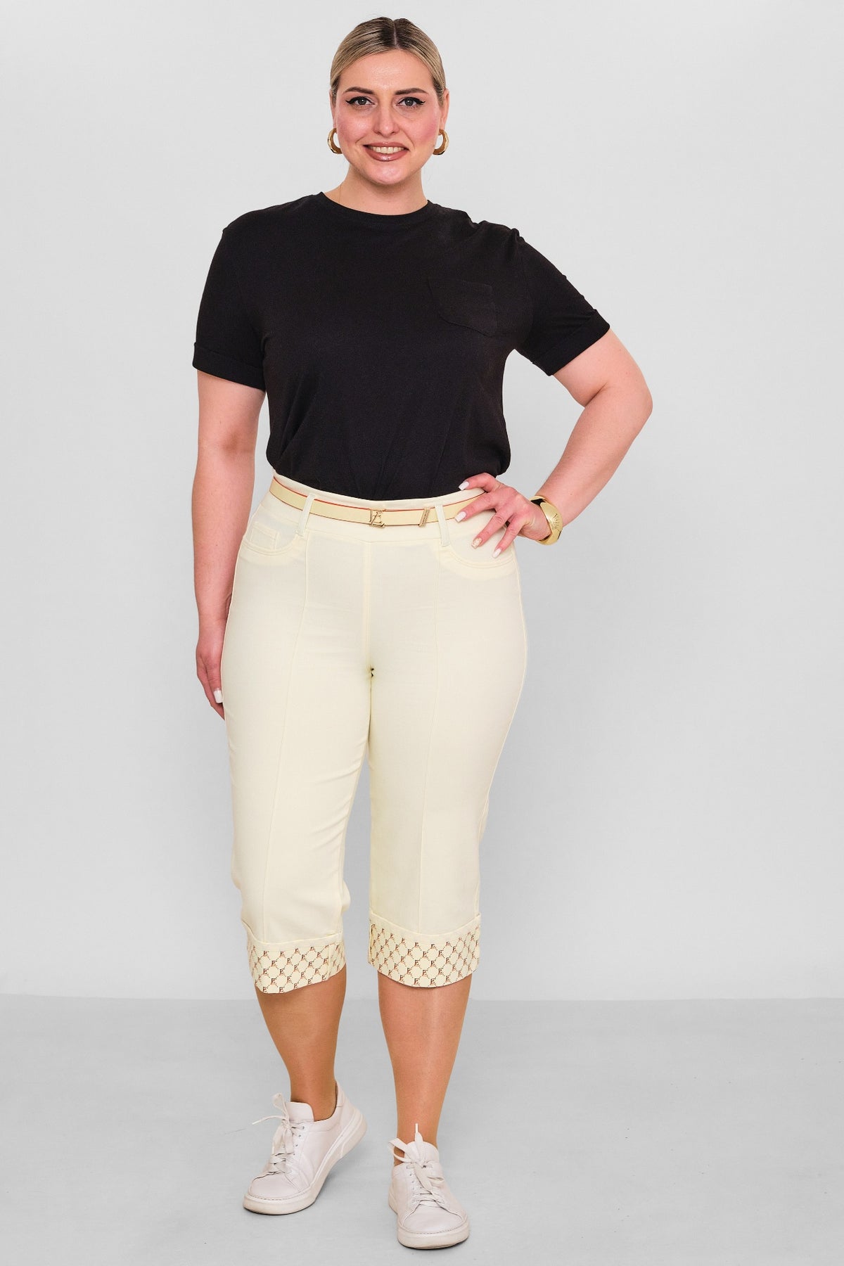Elitline - Plus Size Capri Pants (ELT26Y5-43-4001) - 8690200182167