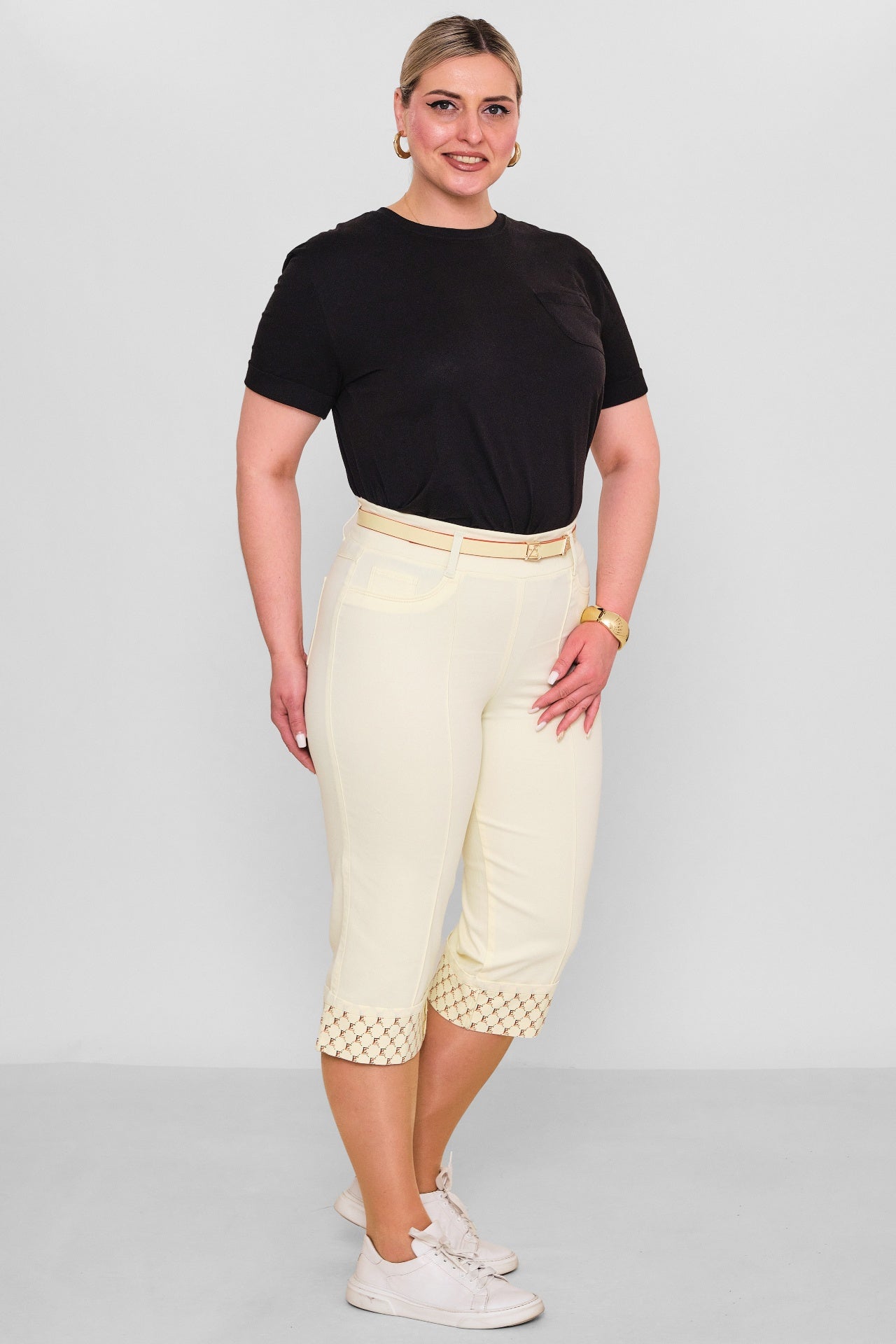 Elitline - Plus Size Capri Pants (ELT26Y5-43-4001) - 8690200182167