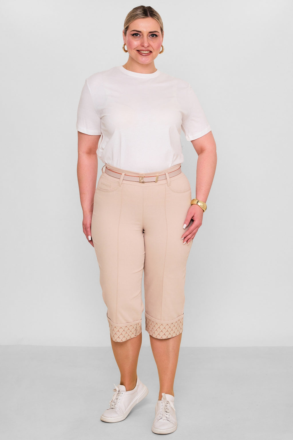 Elitline - Plus Size Capri Pants (ELT26Y5-43-4001) - 8690200182174