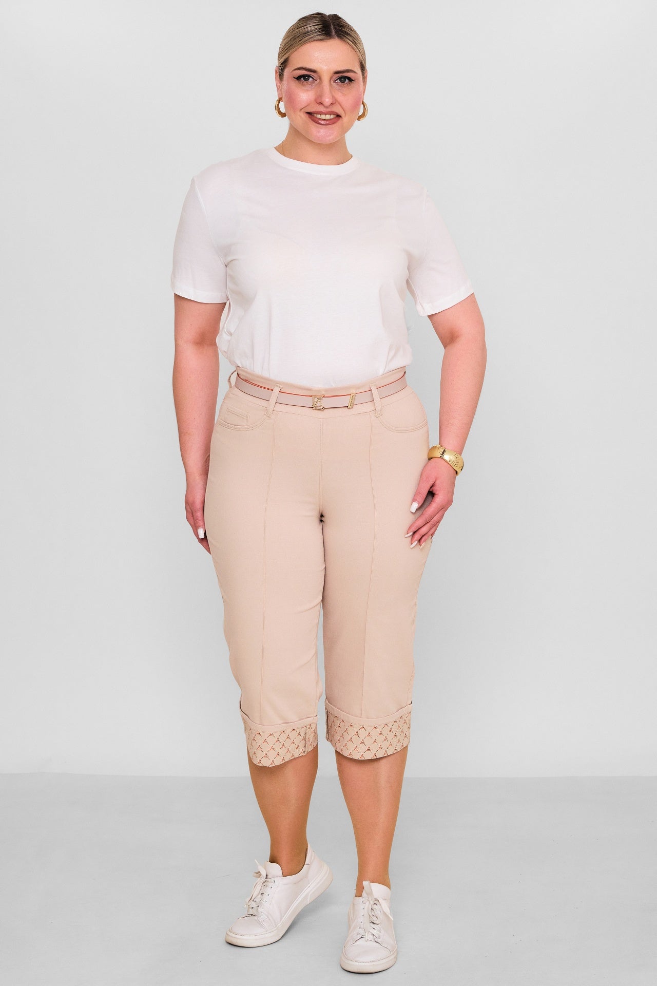 Elitline - Plus Size Capri Pants (ELT26Y5-43-4001) - 8690200182174