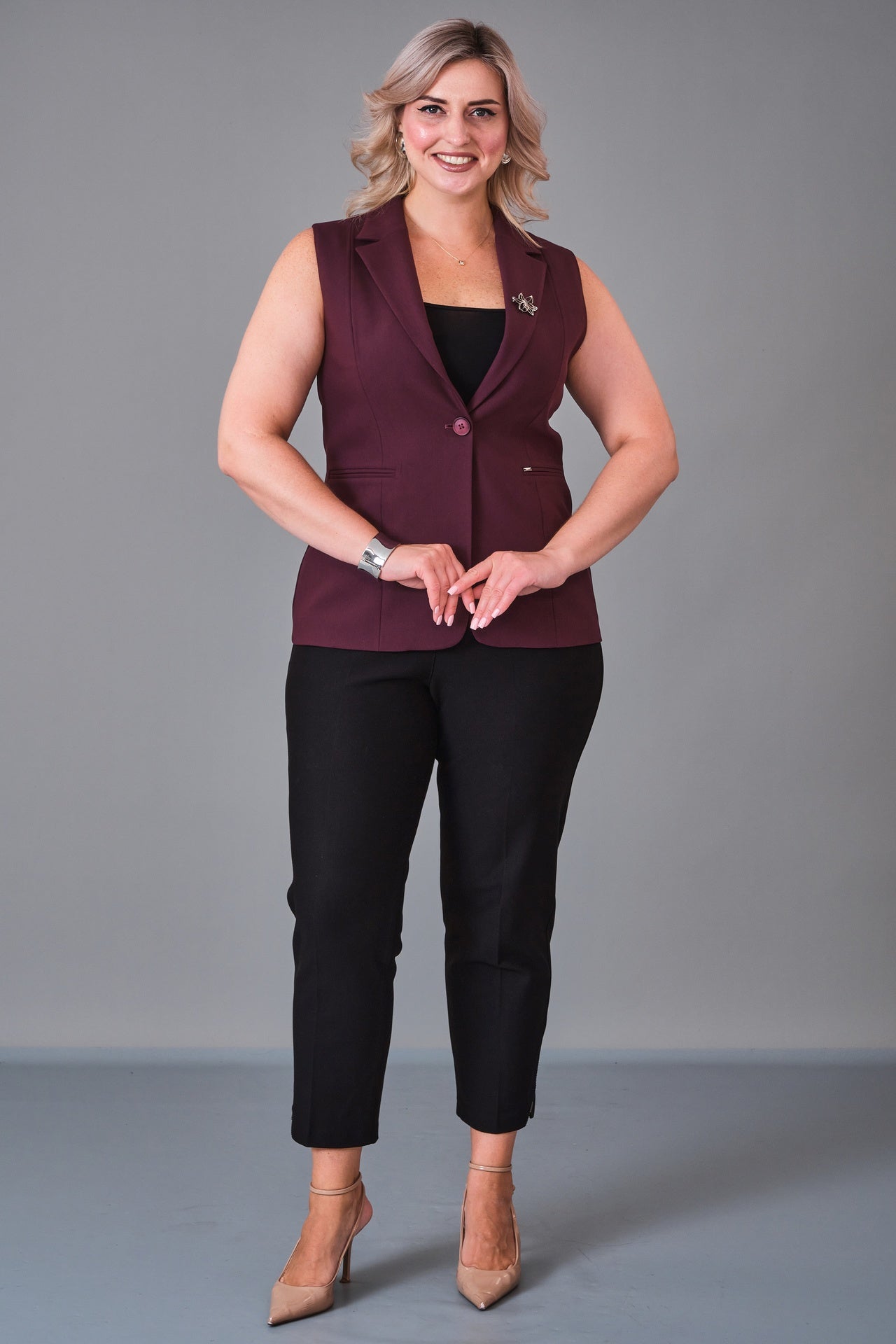 Elitline - Plus Size Waistcoat (ELT27K4-59-3039) - 8690200214226