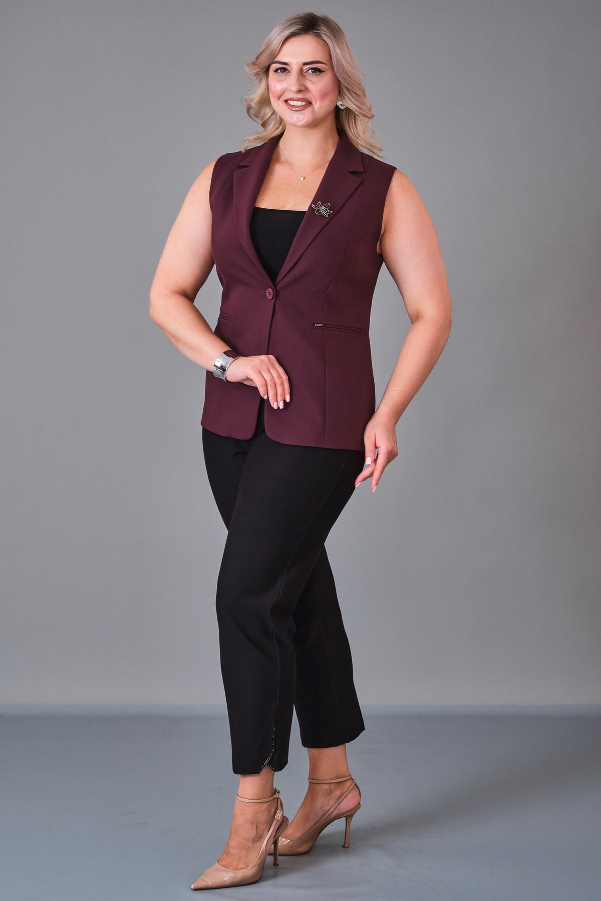 Elitline - Plus Size Waistcoat (ELT27K4-59-3039) - 8690200214226