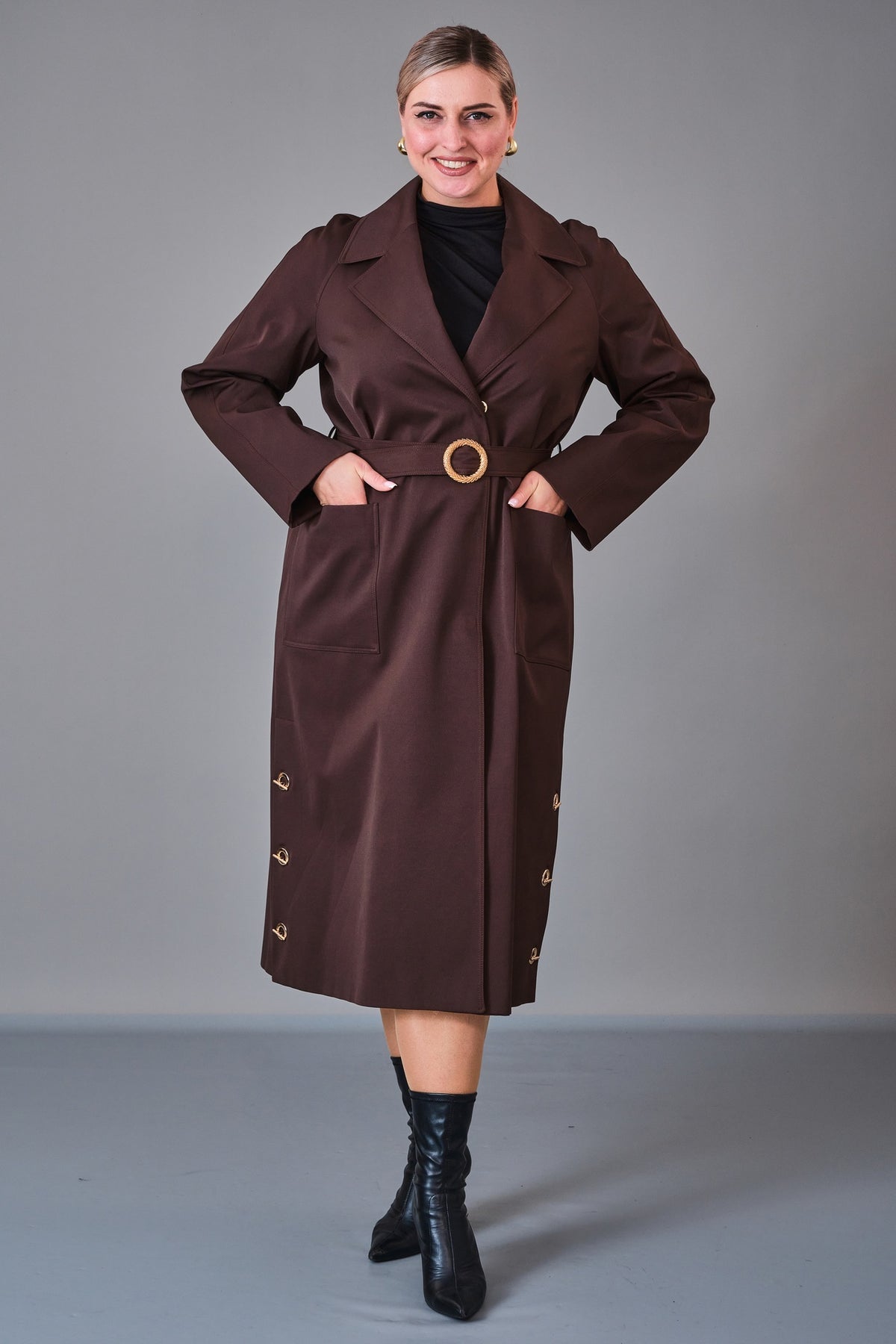 Renata - Plus Size Trench Coat (REN27KP4054.4) - 8690200214523