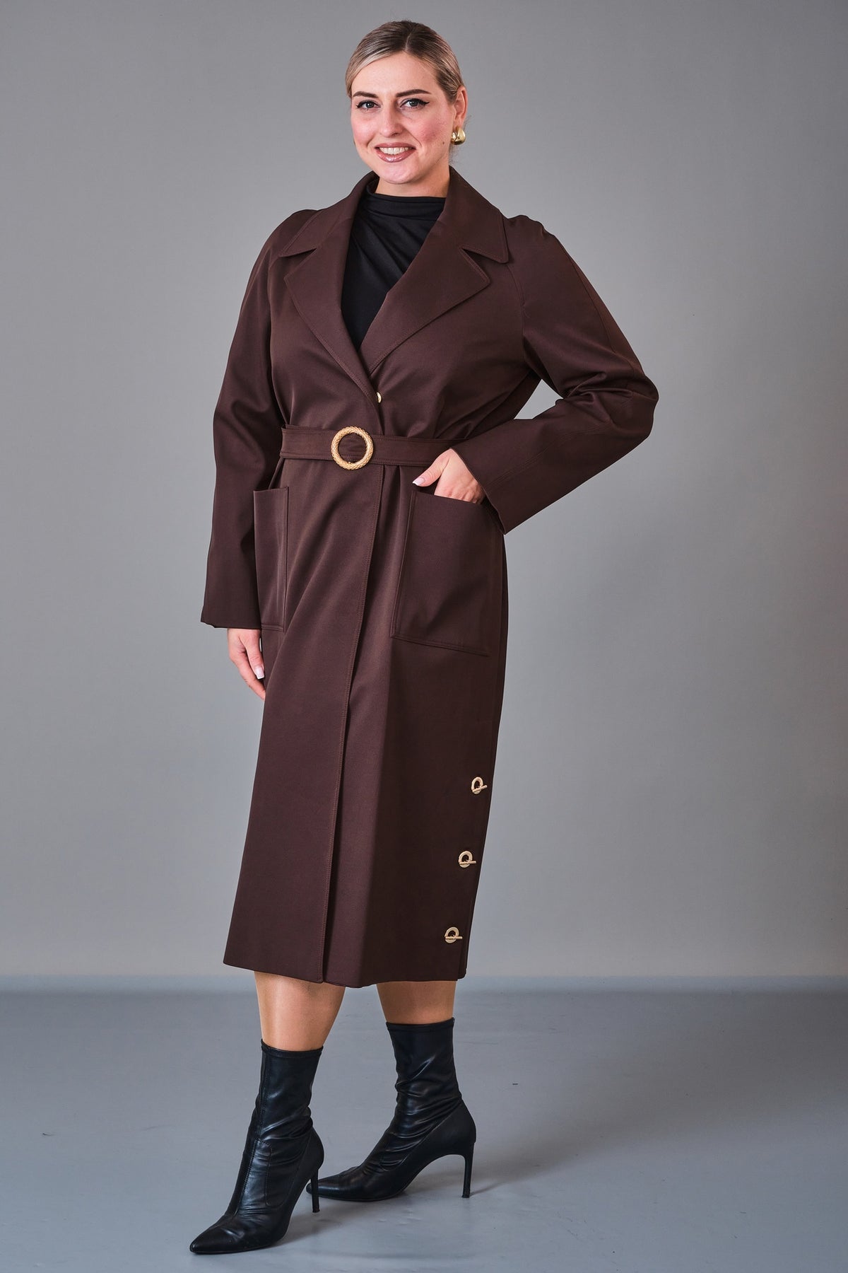 Renata - Plus Size Trench Coat (REN27KP4054.4) - 8690200214523