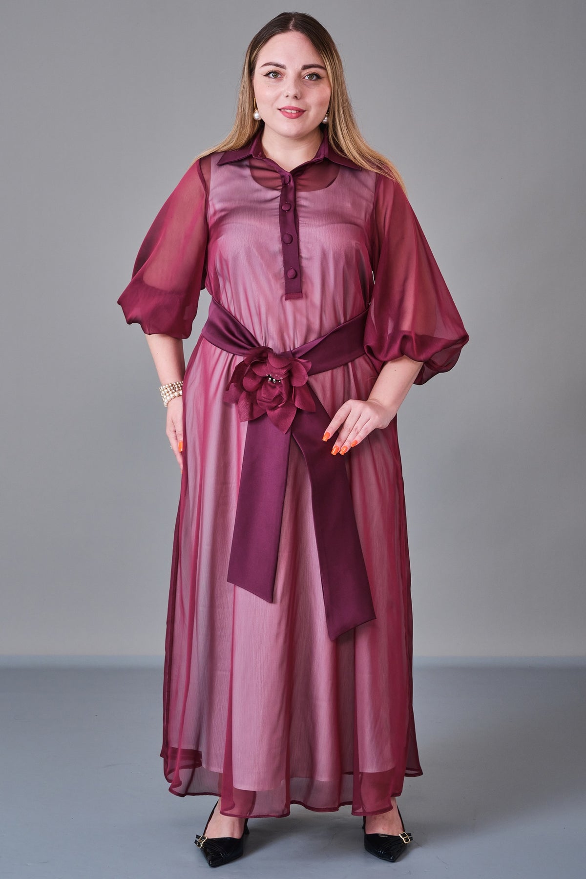 Dress Port - Plus Size Dress (DSP27K3649) - 8690200224218