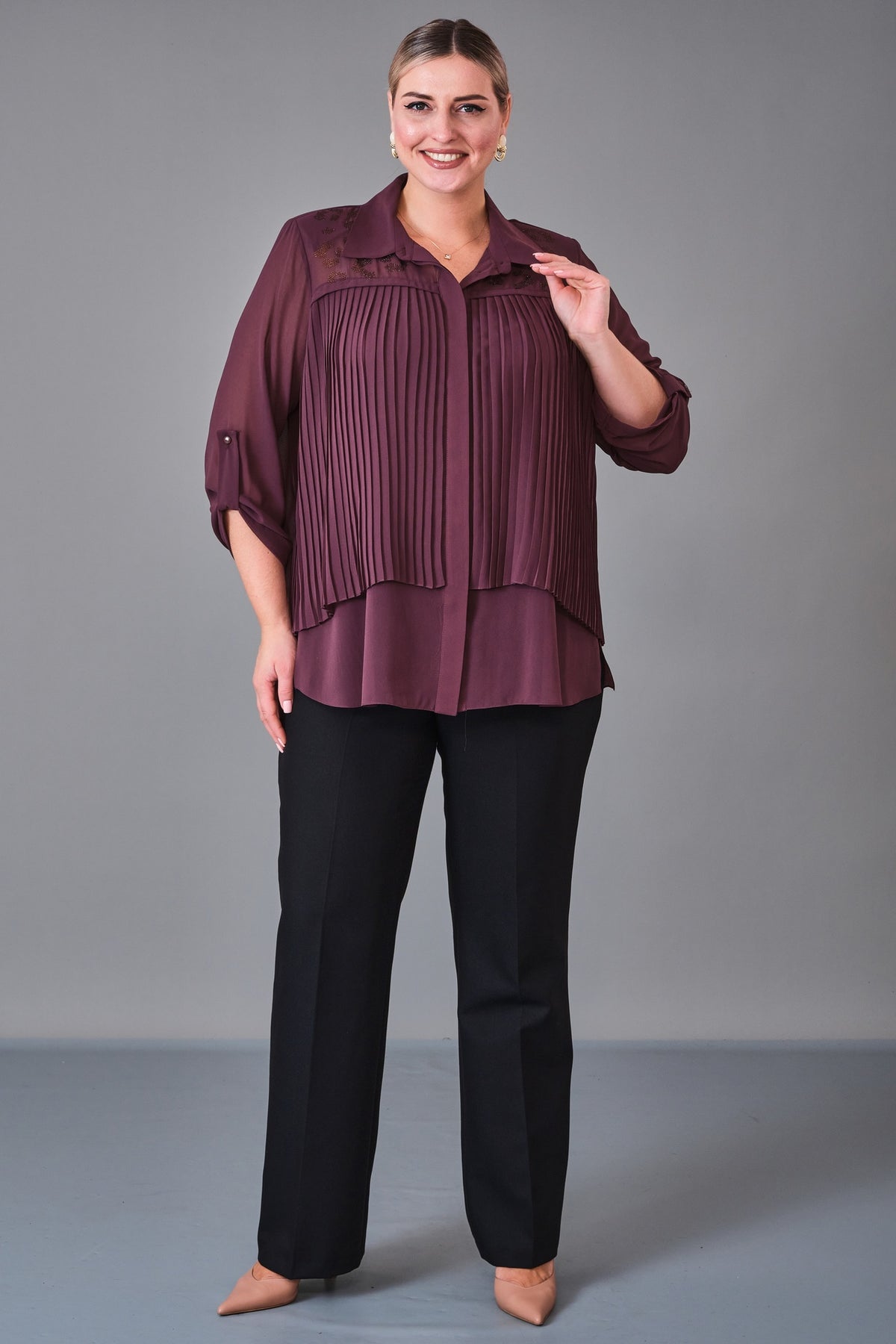 Kifayet - Extended Plus Size Shirt (KFT27K23727) - 8690200228063