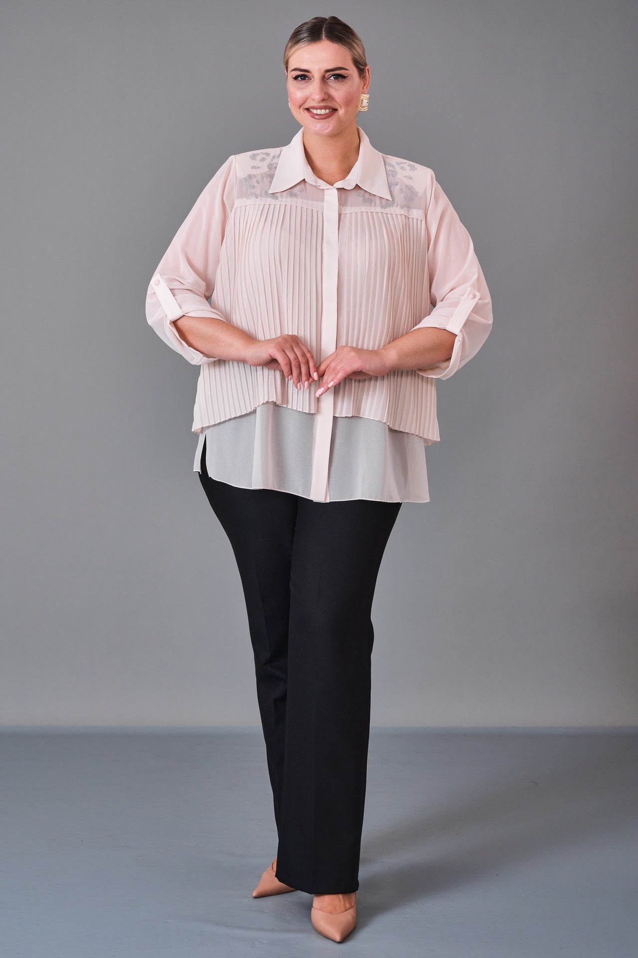 Kifayet - Extended Plus Size Shirt (KFT27K23727) - 8690200228070