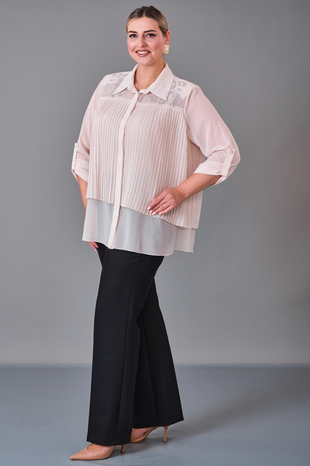 Kifayet - Extended Plus Size Shirt (KFT27K23727) - 8690200228070