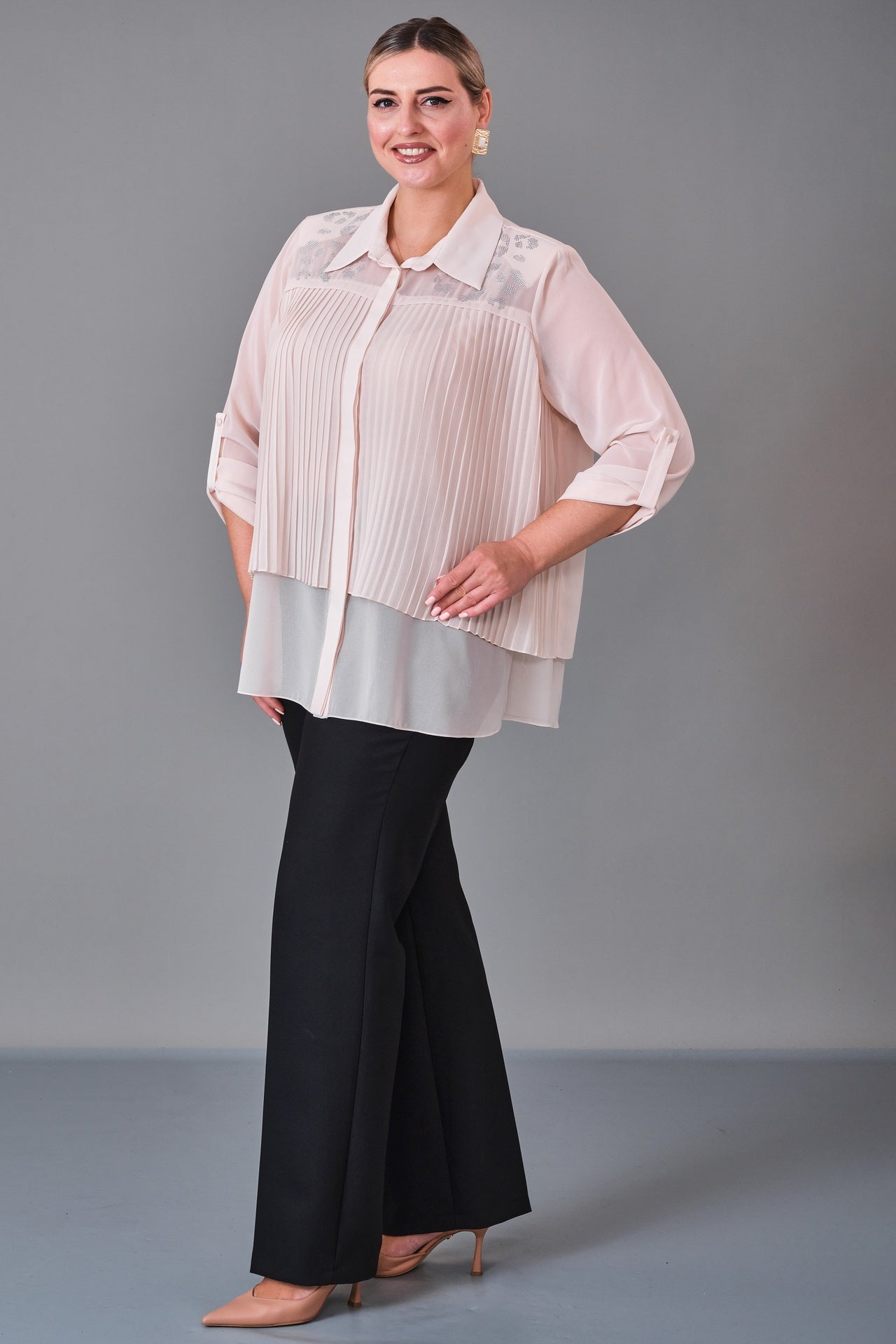 Kifayet - Extended Plus Size Shirt (KFT27K23727) - 8690200228070