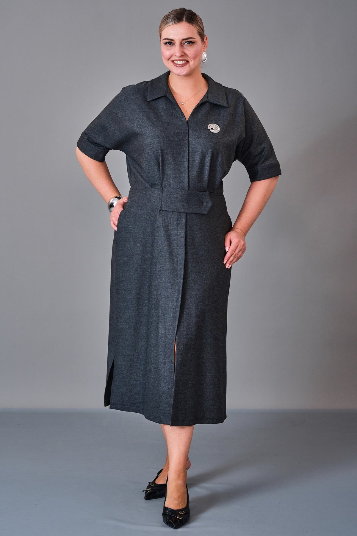 Chiffon Line - Plus Size Dress (CFL27K3508) - 8690200235375