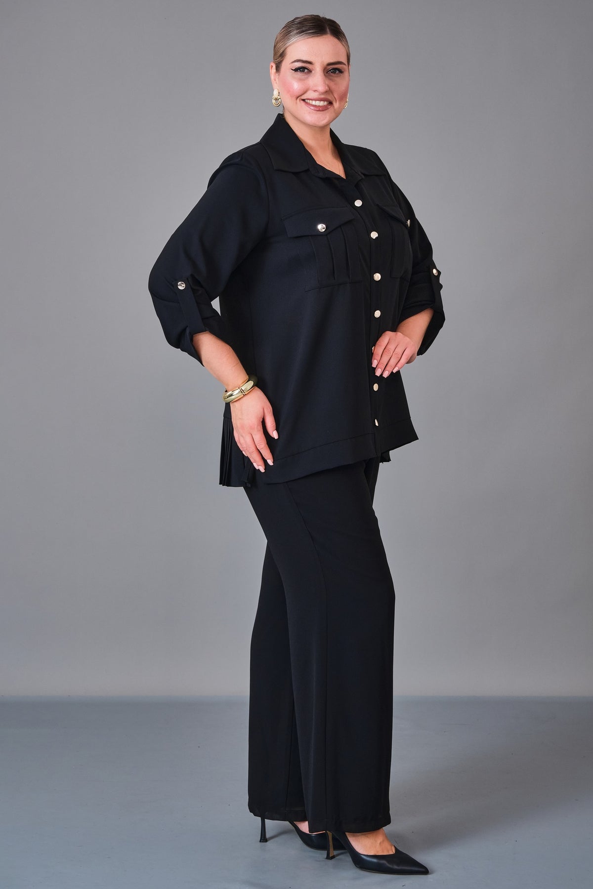 Kifayet - Extended Plus Size Shirt (KFT27K23719-01) - 8690200236464