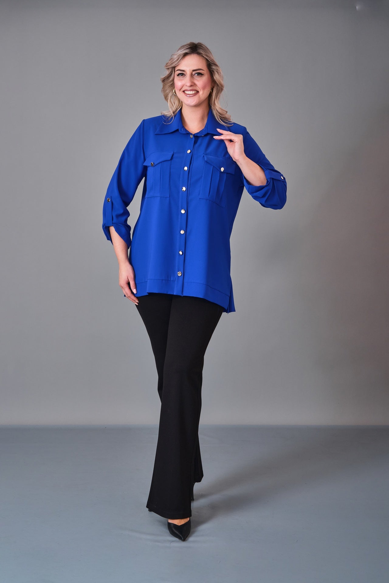 Kifayet - Extended Plus Size Shirt (KFT27K23719-01) - 8690200236471