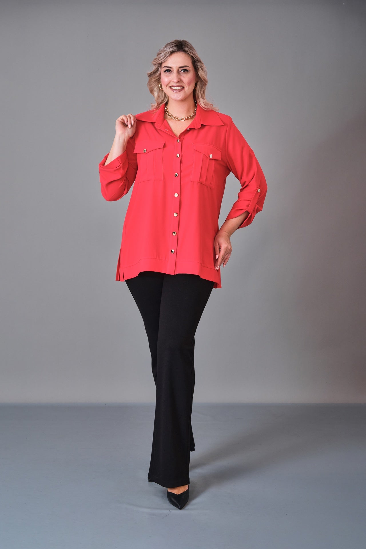 Kifayet - Extended Plus Size Shirt (KFT27K23719-01) - 8690200236488