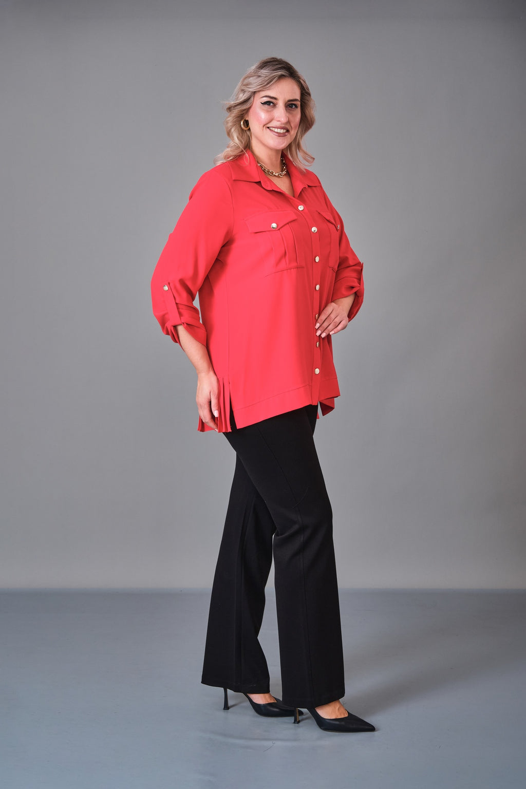Kifayet - Extended Plus Size Shirt (KFT27K23719-01) - 8690200236488