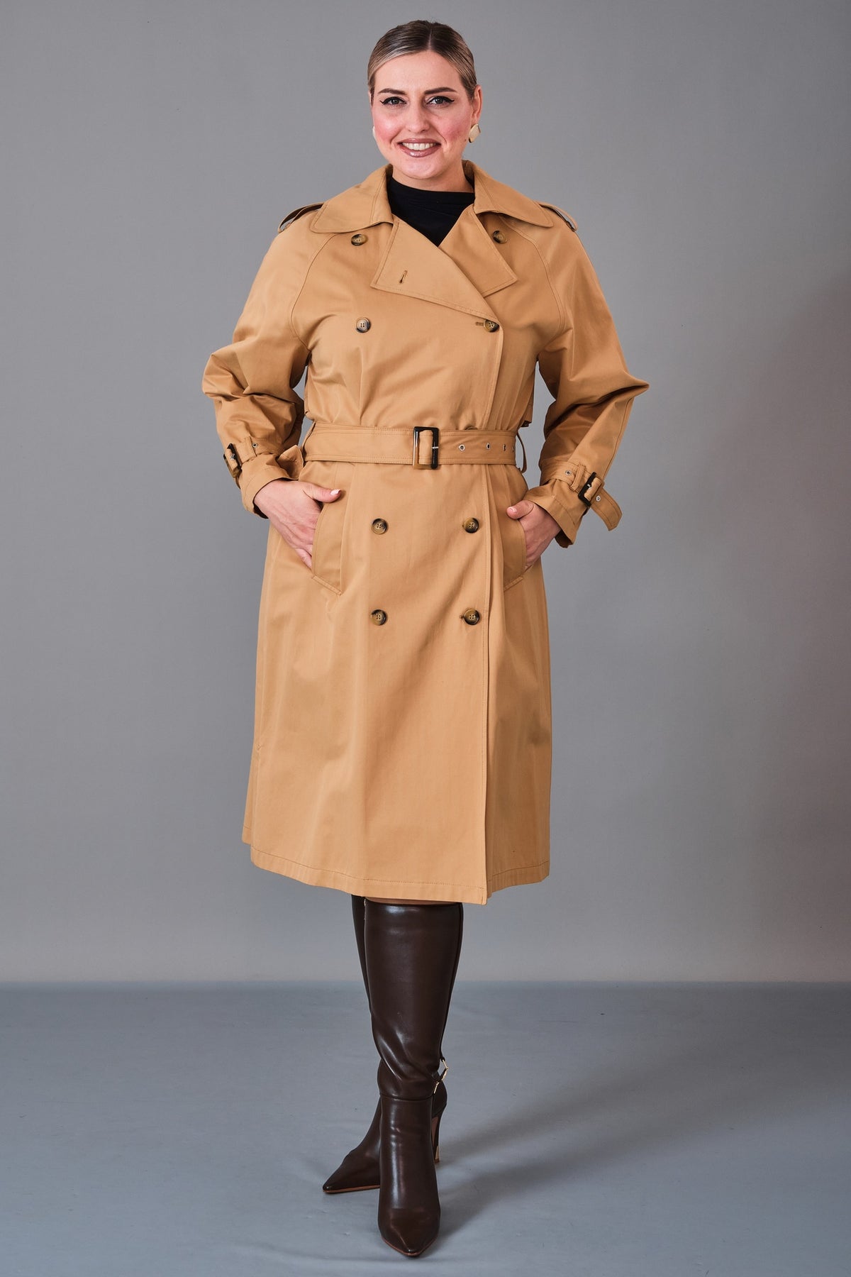 Laluce - Plus Size Trench Coat (L2.K27.TRE.2T12) - 8690200239458