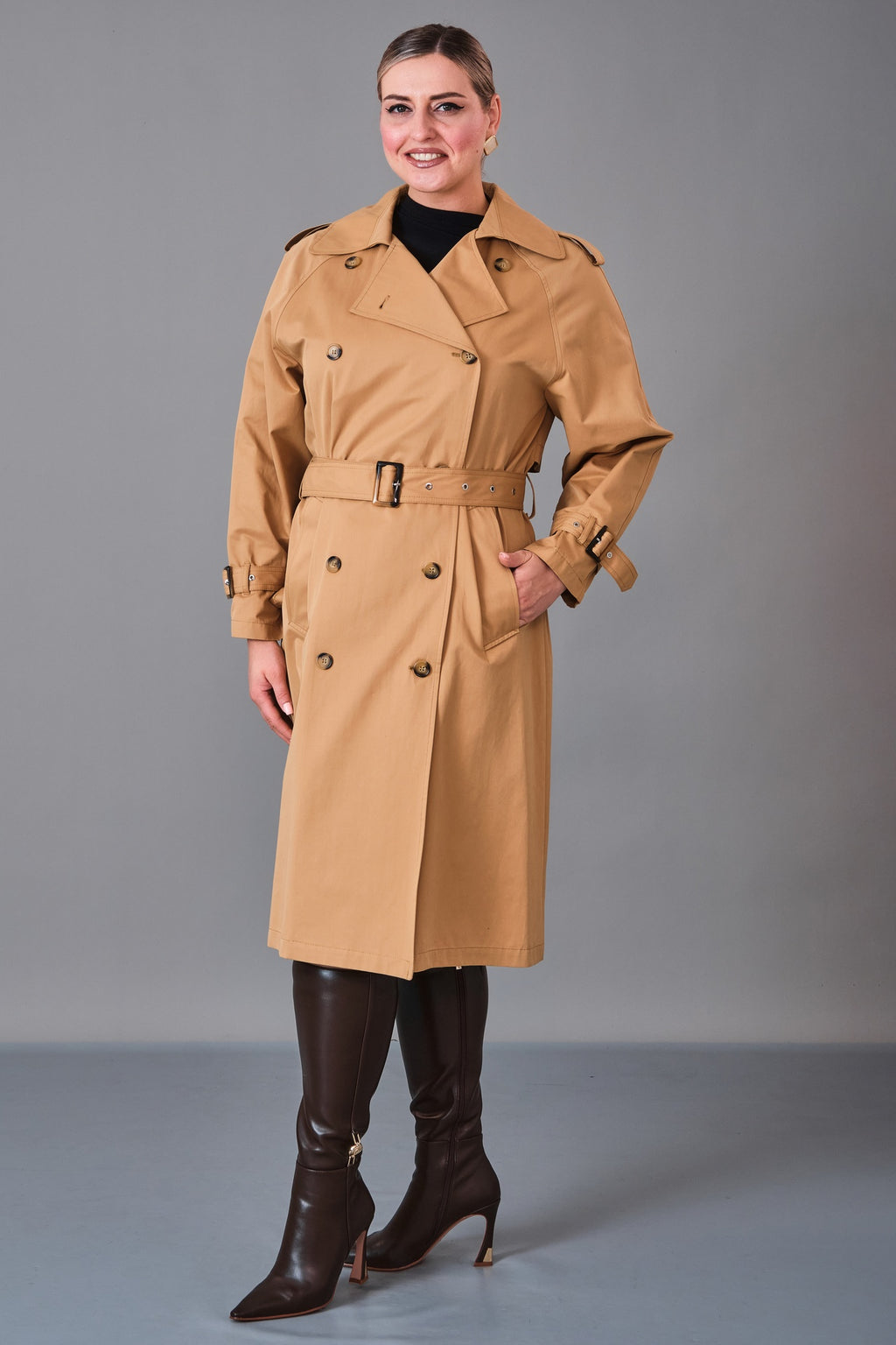 Laluce - Plus Size Trench Coat (L2.K27.TRE.2T12) - 8690200239458