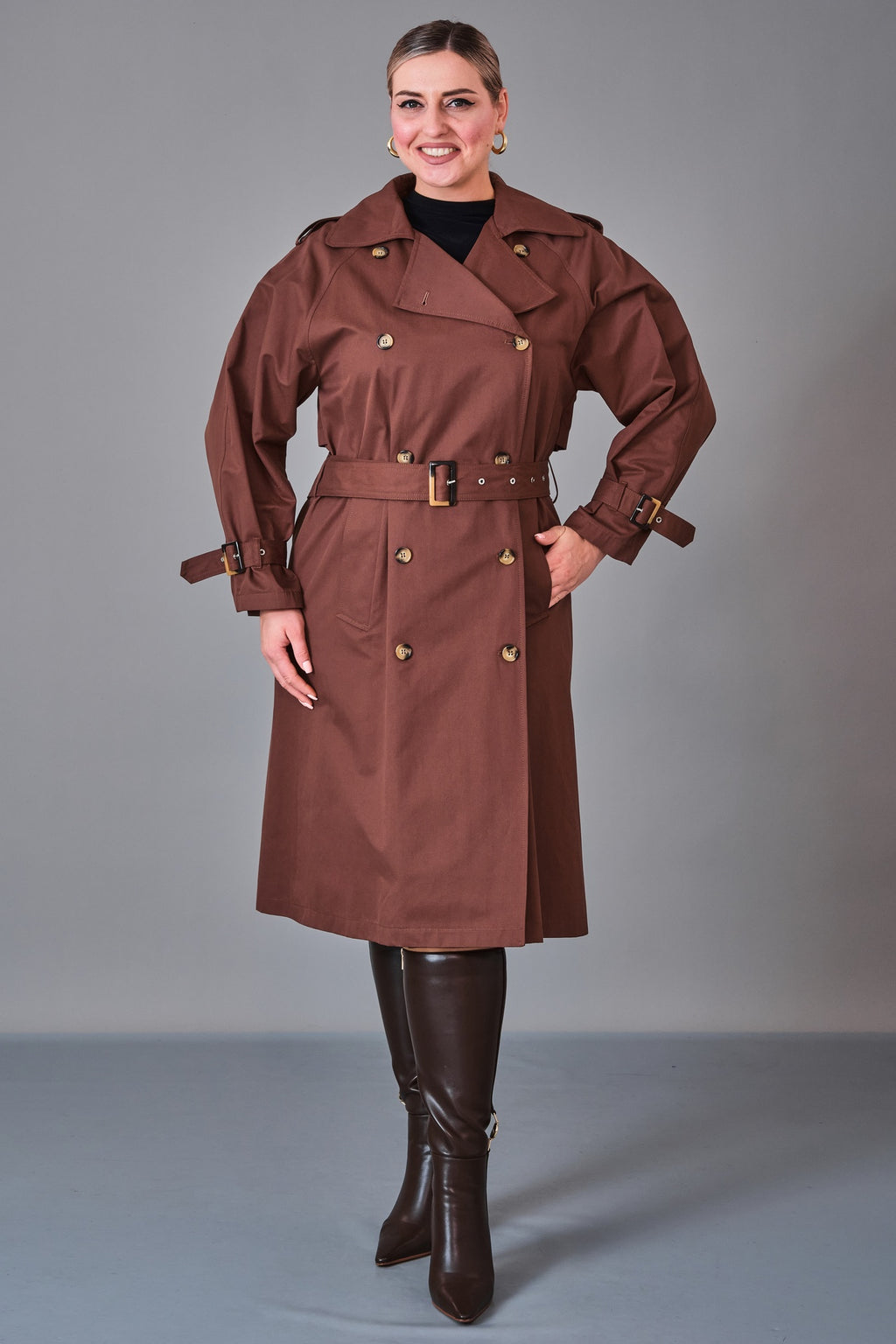 Laluce - Plus Size Trench Coat (L2.K27.TRE.2T12) - 8690200239465