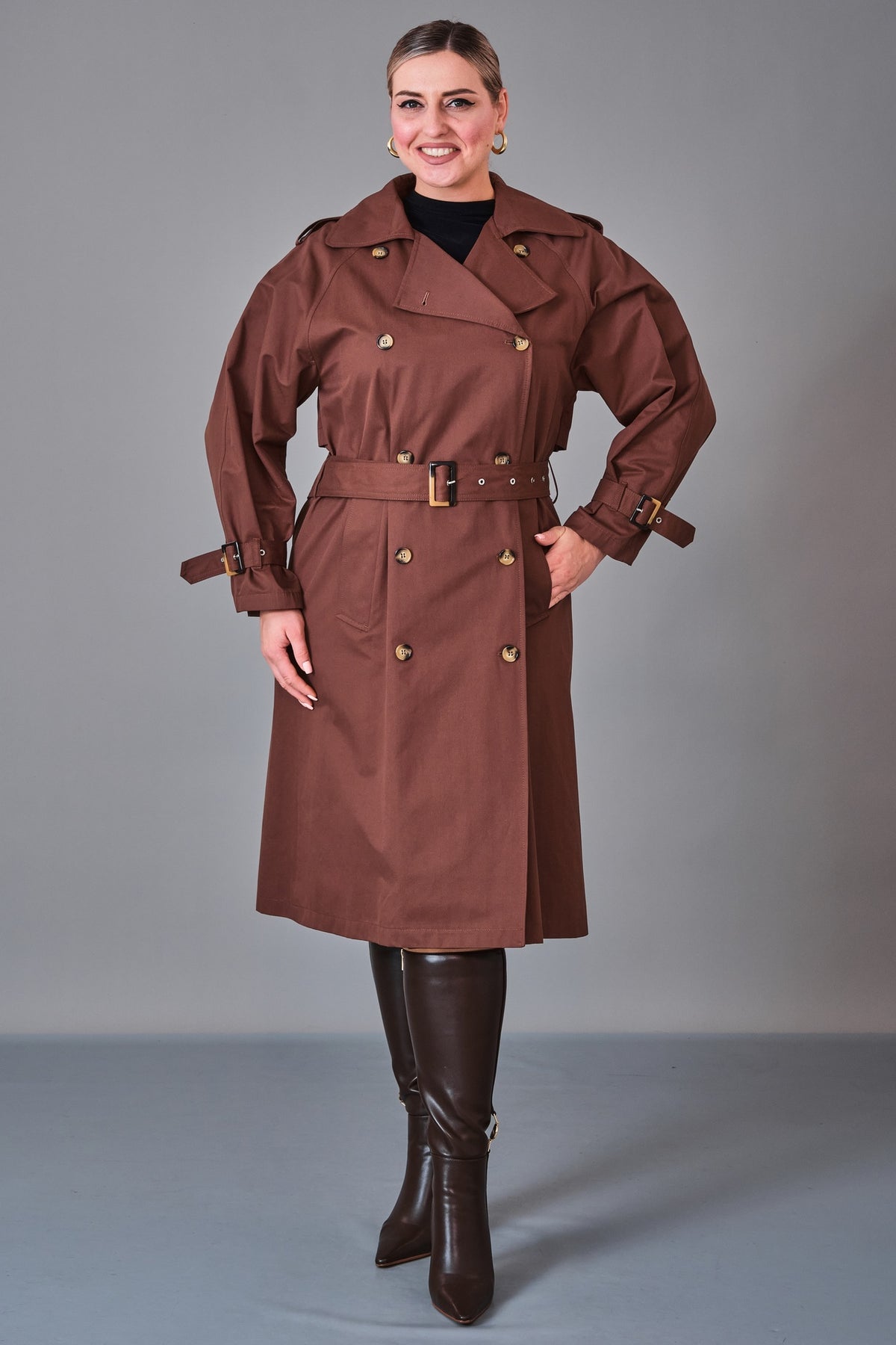 Laluce - Plus Size Trench Coat (L2.K27.TRE.2T12) - 8690200239465