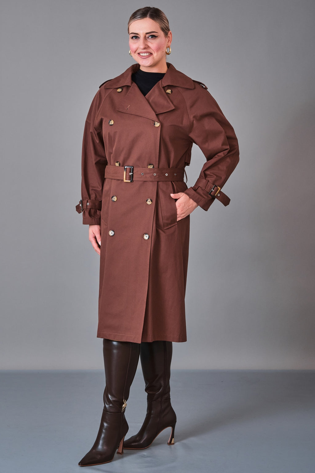 Laluce - Plus Size Trench Coat (L2.K27.TRE.2T12) - 8690200239465