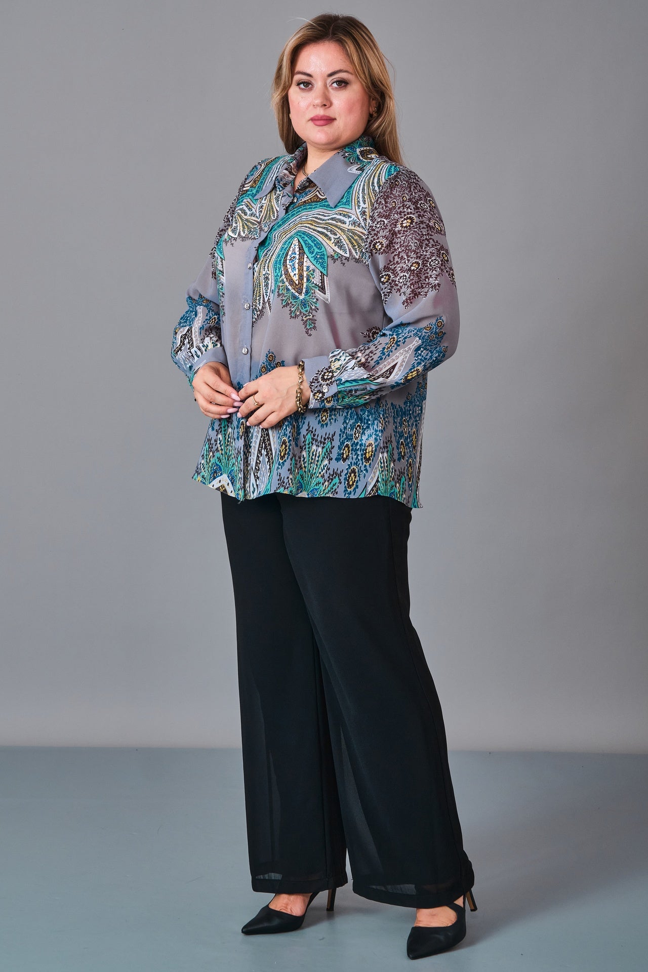 Kifayet - Extended Plus Size Shirt (KFT27K23505EMP) - 8690200246296
