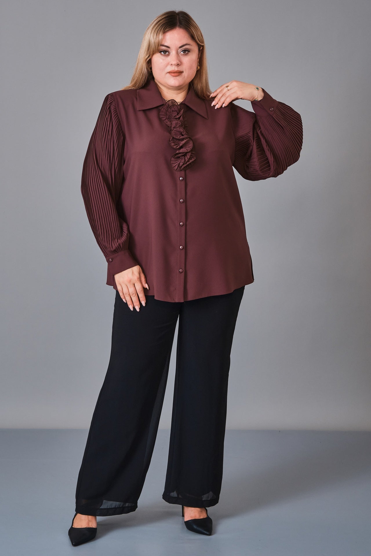 Kifayet - Extended Plus Size Shirt (KFT27K23801) - 8690200246319