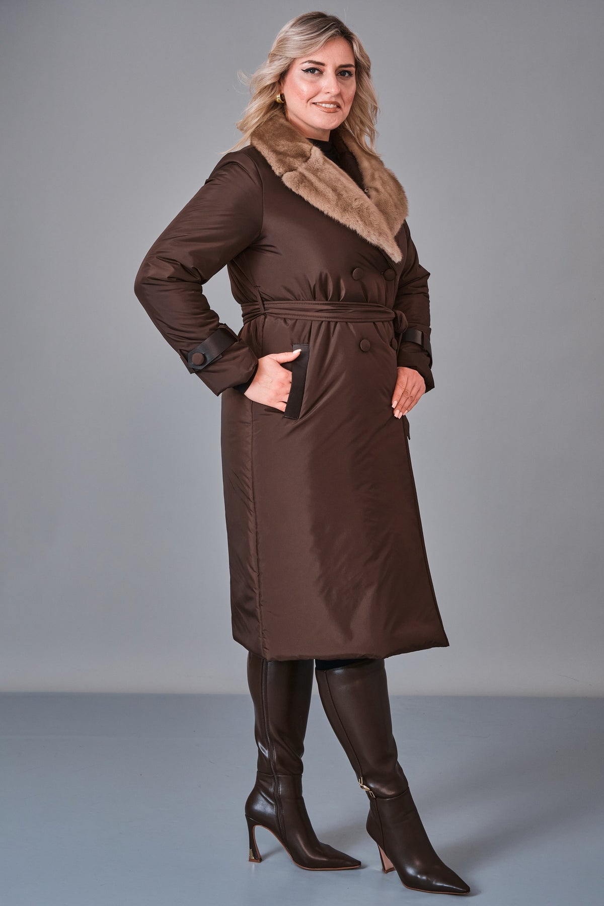 To-See - Plus Size Coat (VVL27K4573XL) - 8690200246395