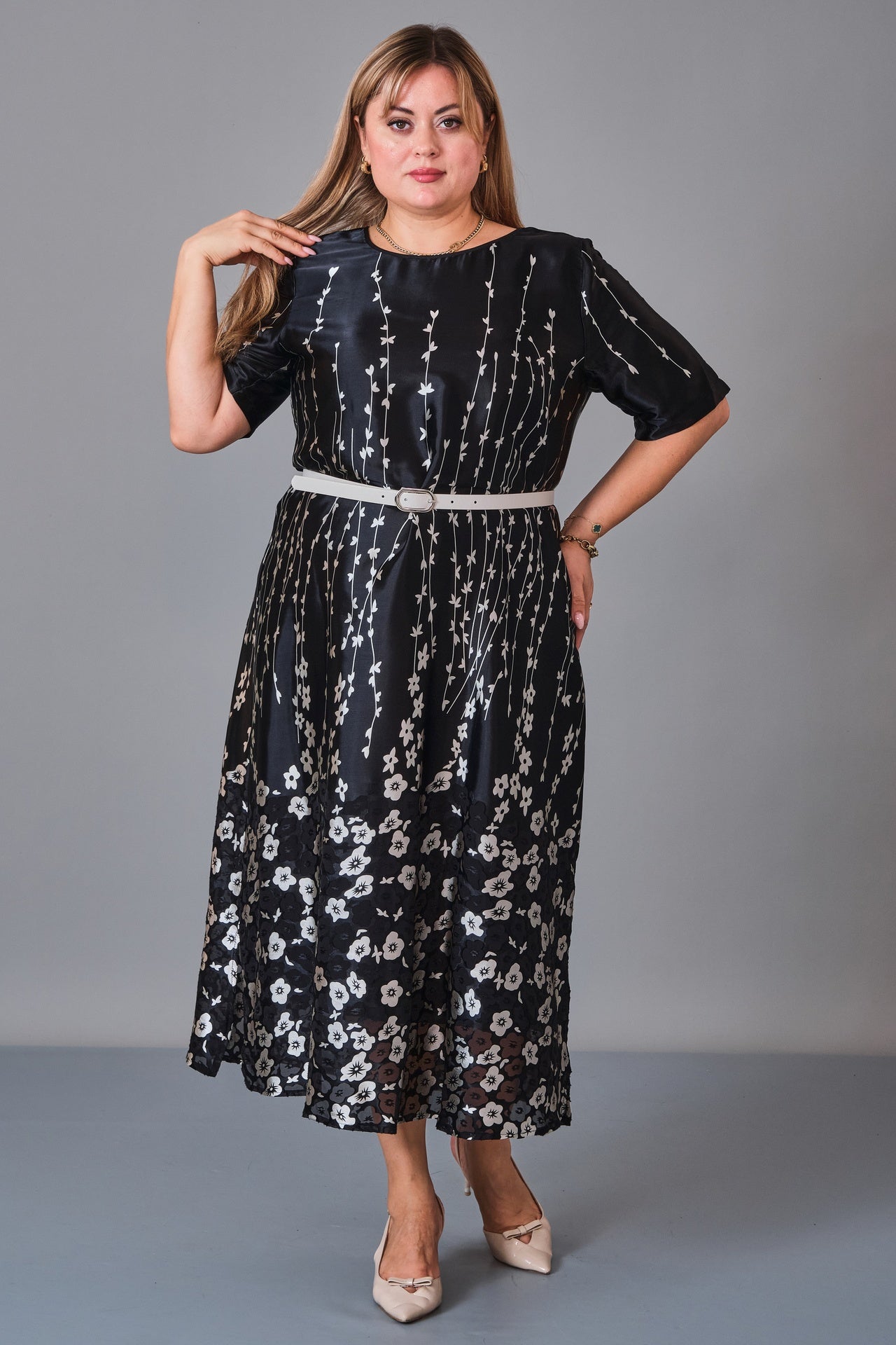 Chiffon Line - Plus Size Dress (CFL27K3515) - 8690200247040