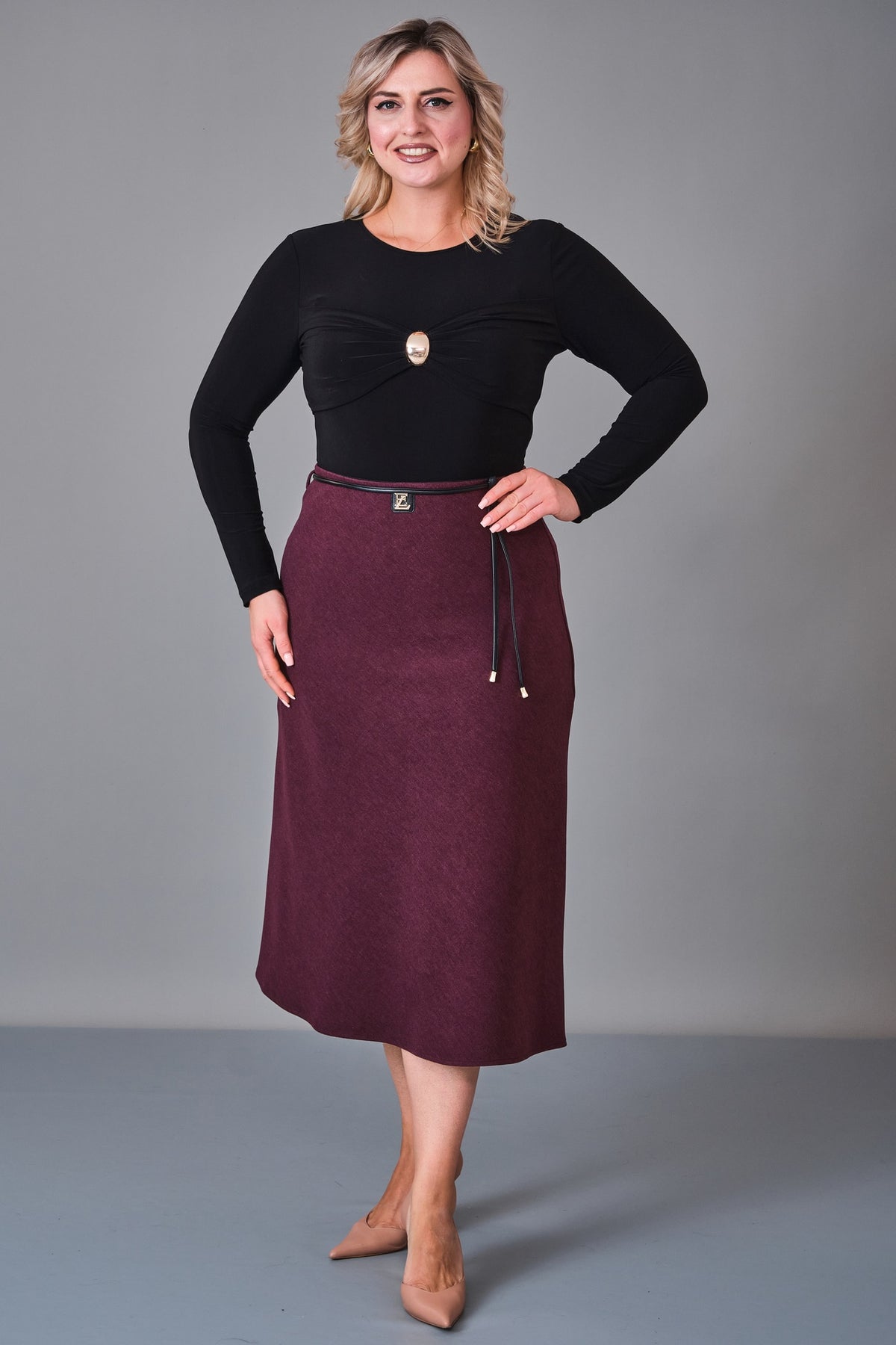 Elitline - Plus Size Skirt (ELT27K2-22-4037) - 8690200250507