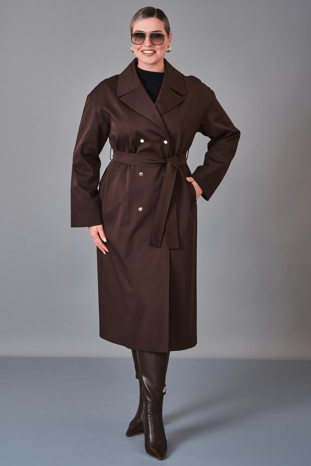 Renata - Plus Size Trench Coat (REN27KP1592.2)