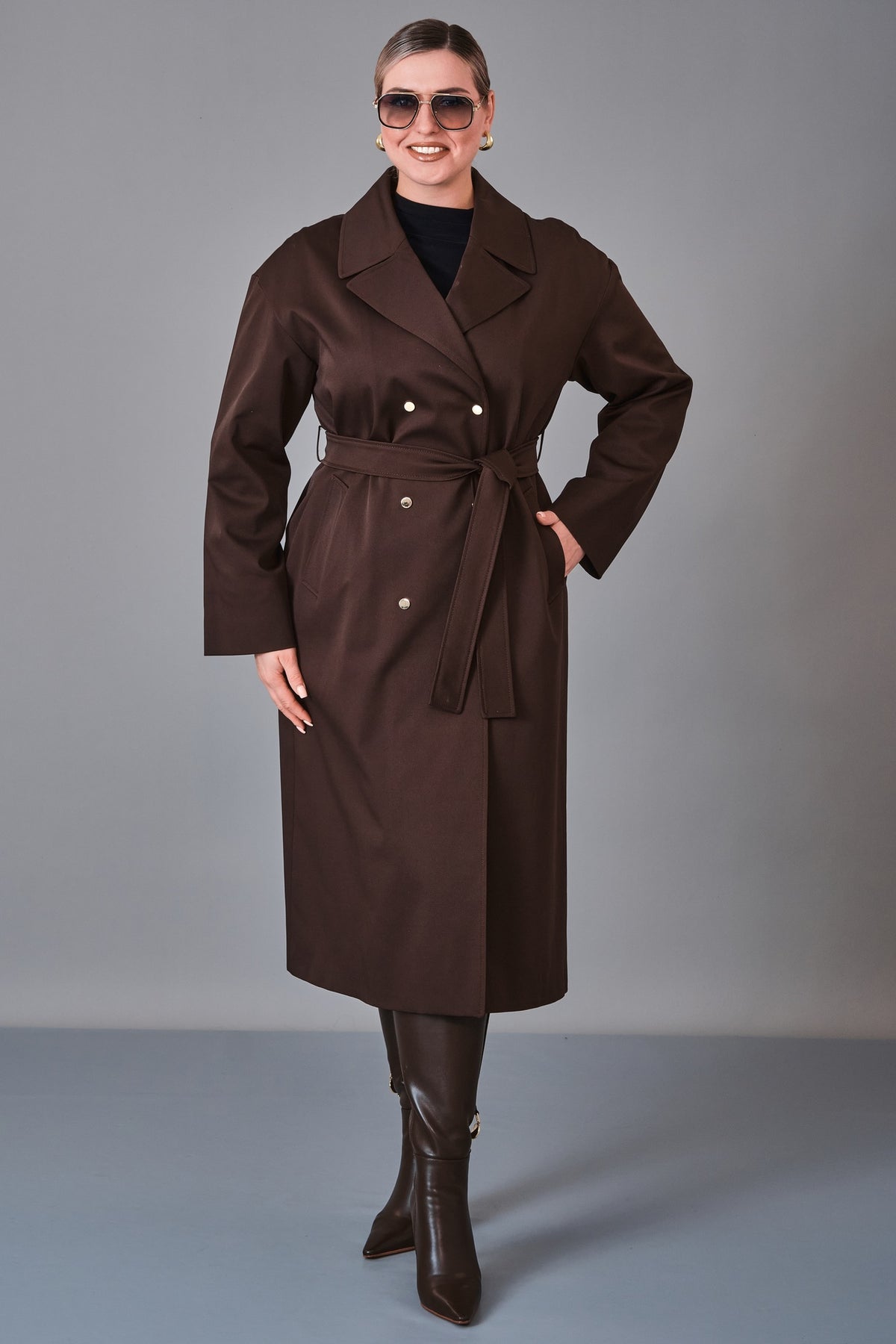 Renata - Plus Size Trench Coat (REN27KP1592.2)