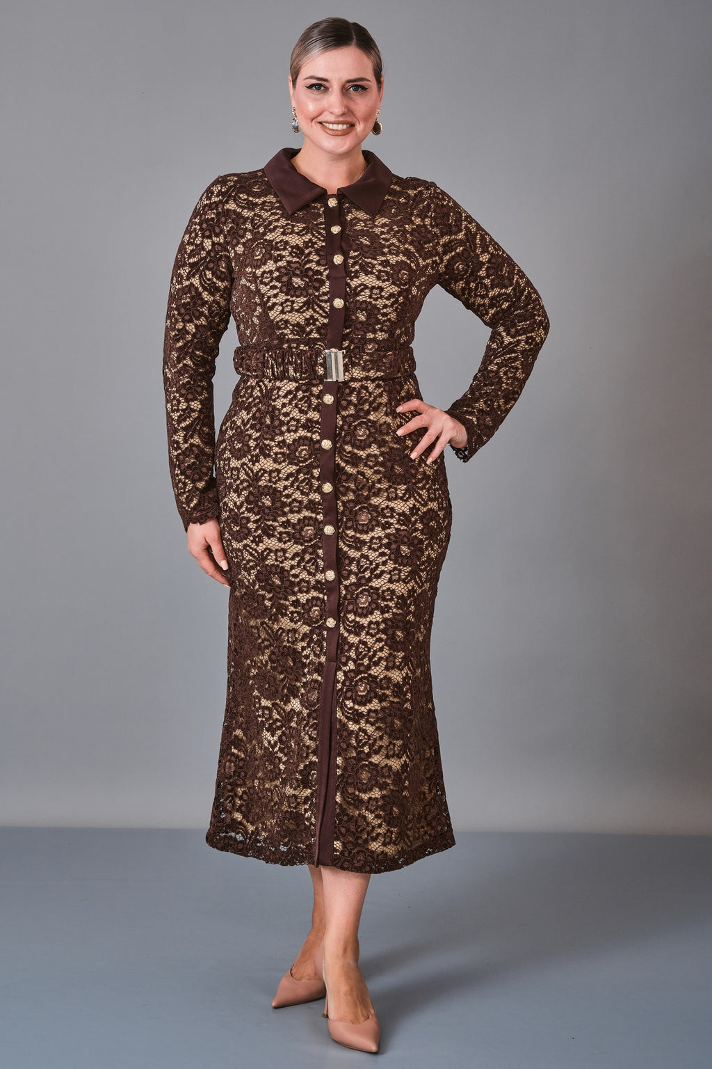Myraang - Plus Size Dress (MRG27K08-8483) - 8690200254079
