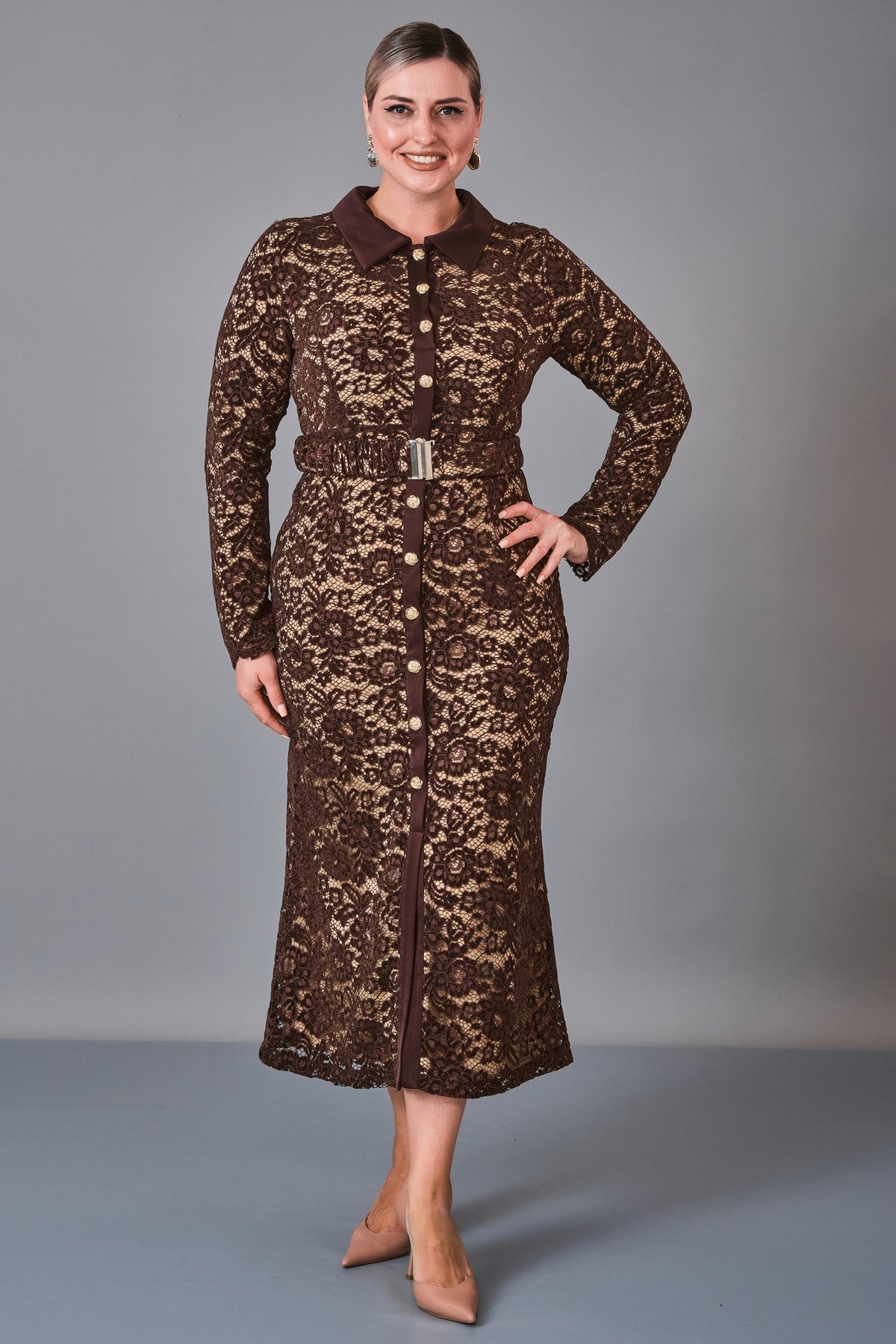 Myraang - Plus Size Dress (MRG27K08-8483) - 8690200254079