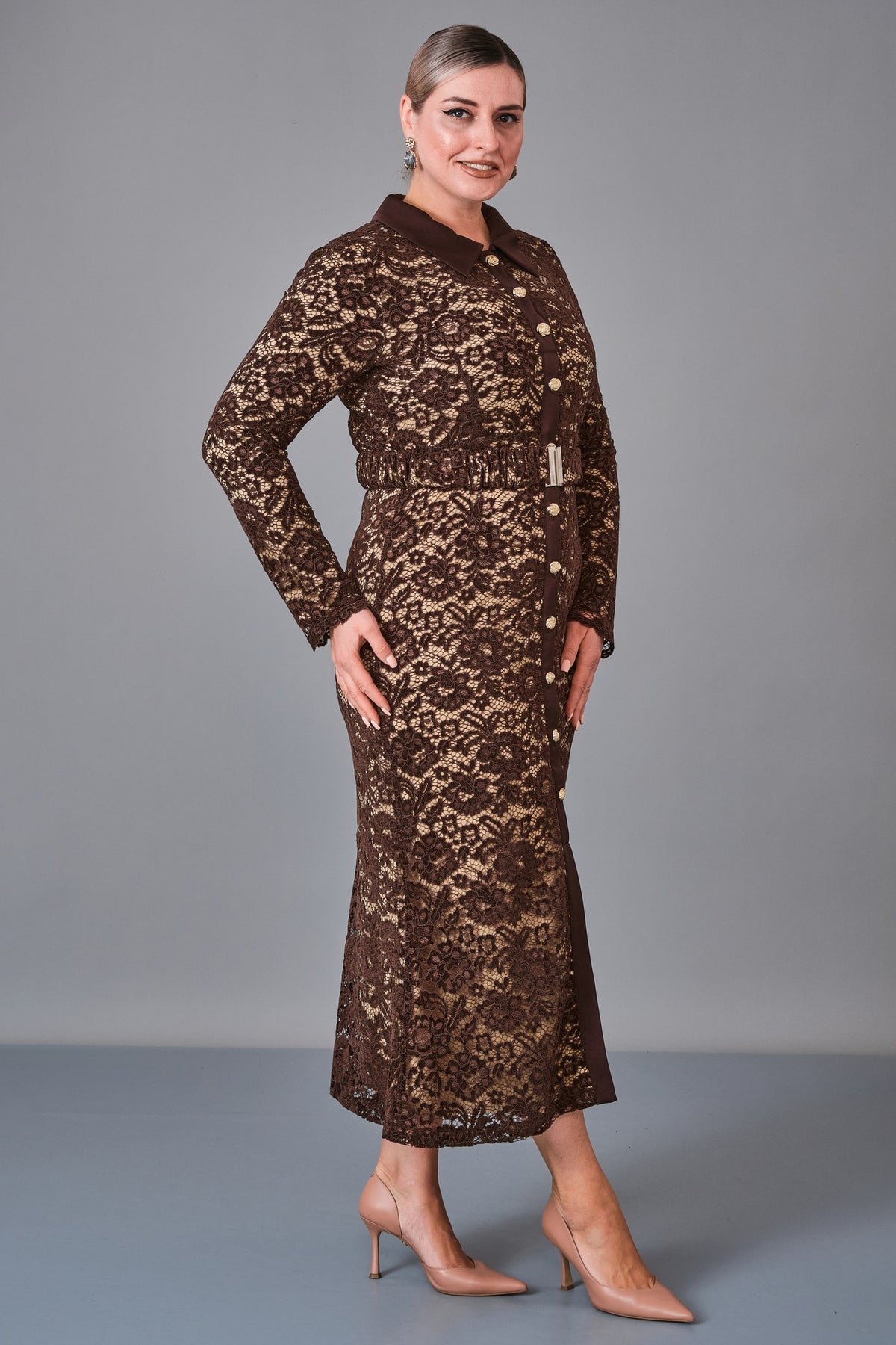 Myraang - Plus Size Dress (MRG27K08-8483) - 8690200254079