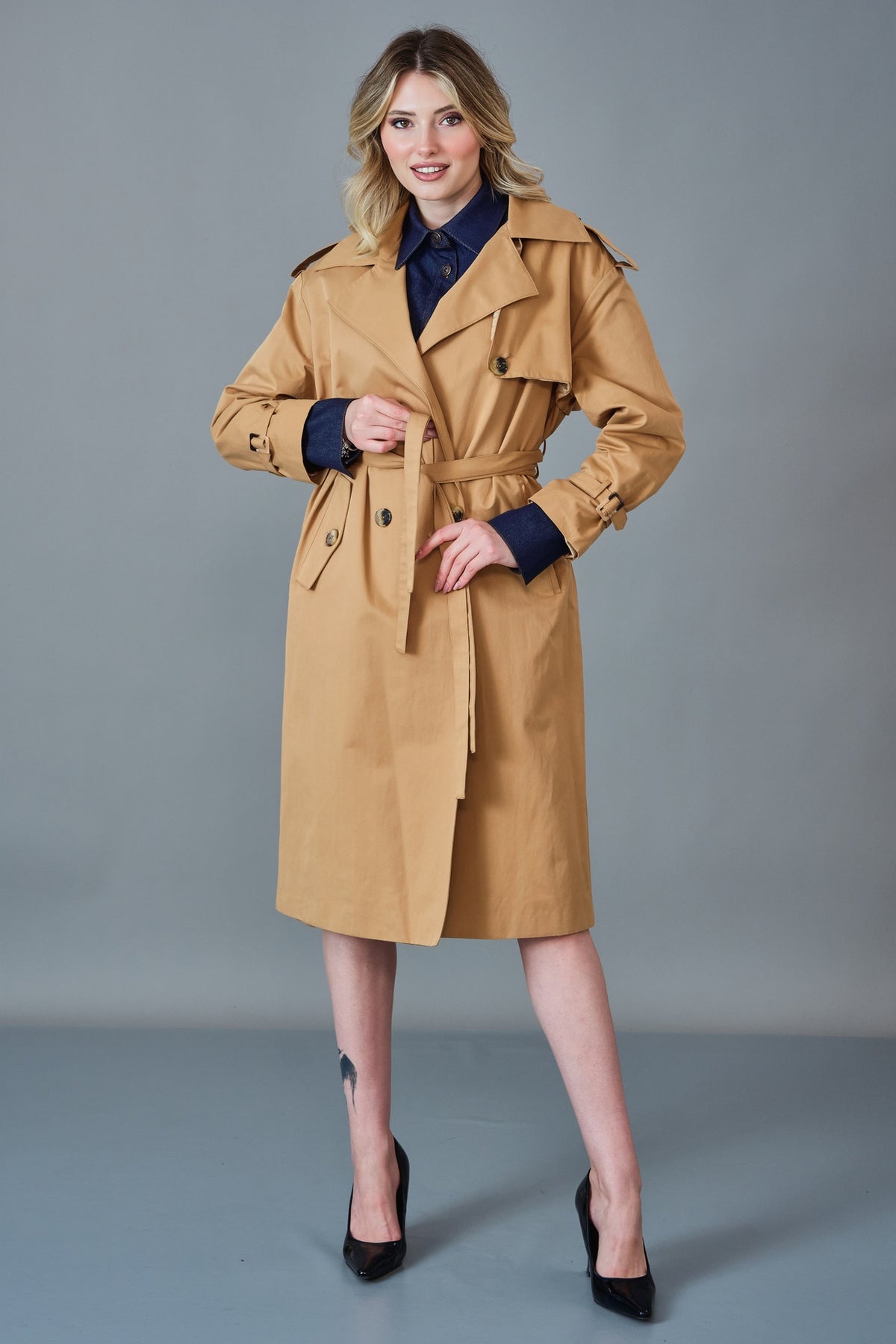 Diagonal - Regular Size Trench Coat (DGN27K90651)