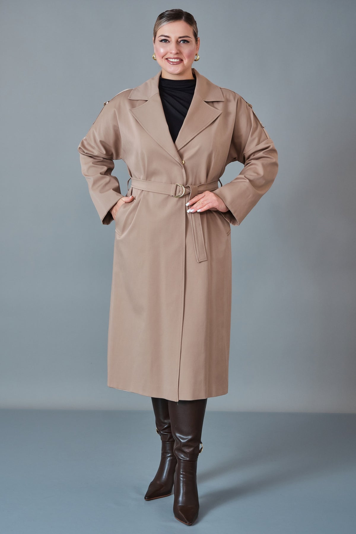 Renata - Plus Size Trench Coat (REN27KP3700.0)