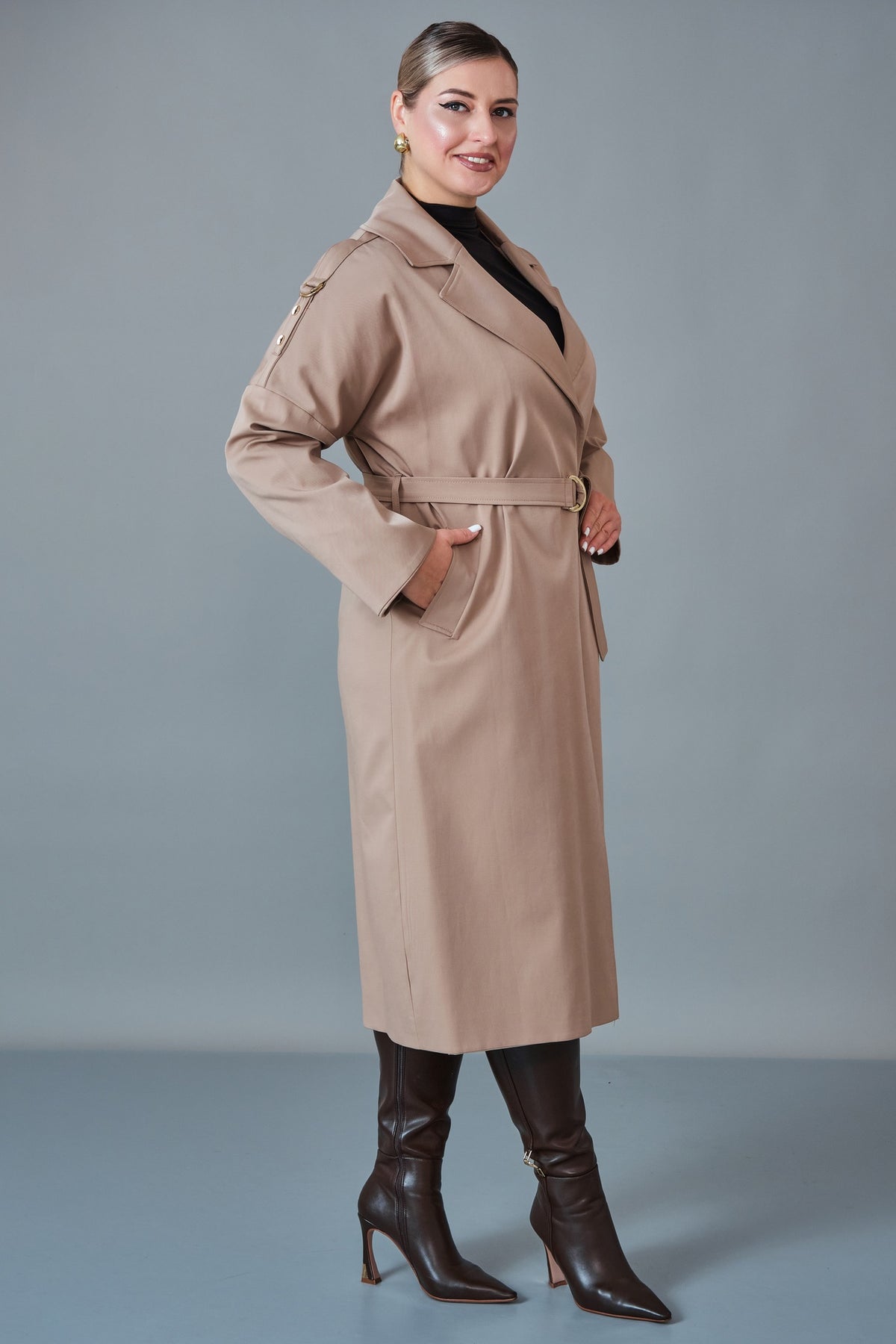Renata - Plus Size Trench Coat (REN27KP3700.0)