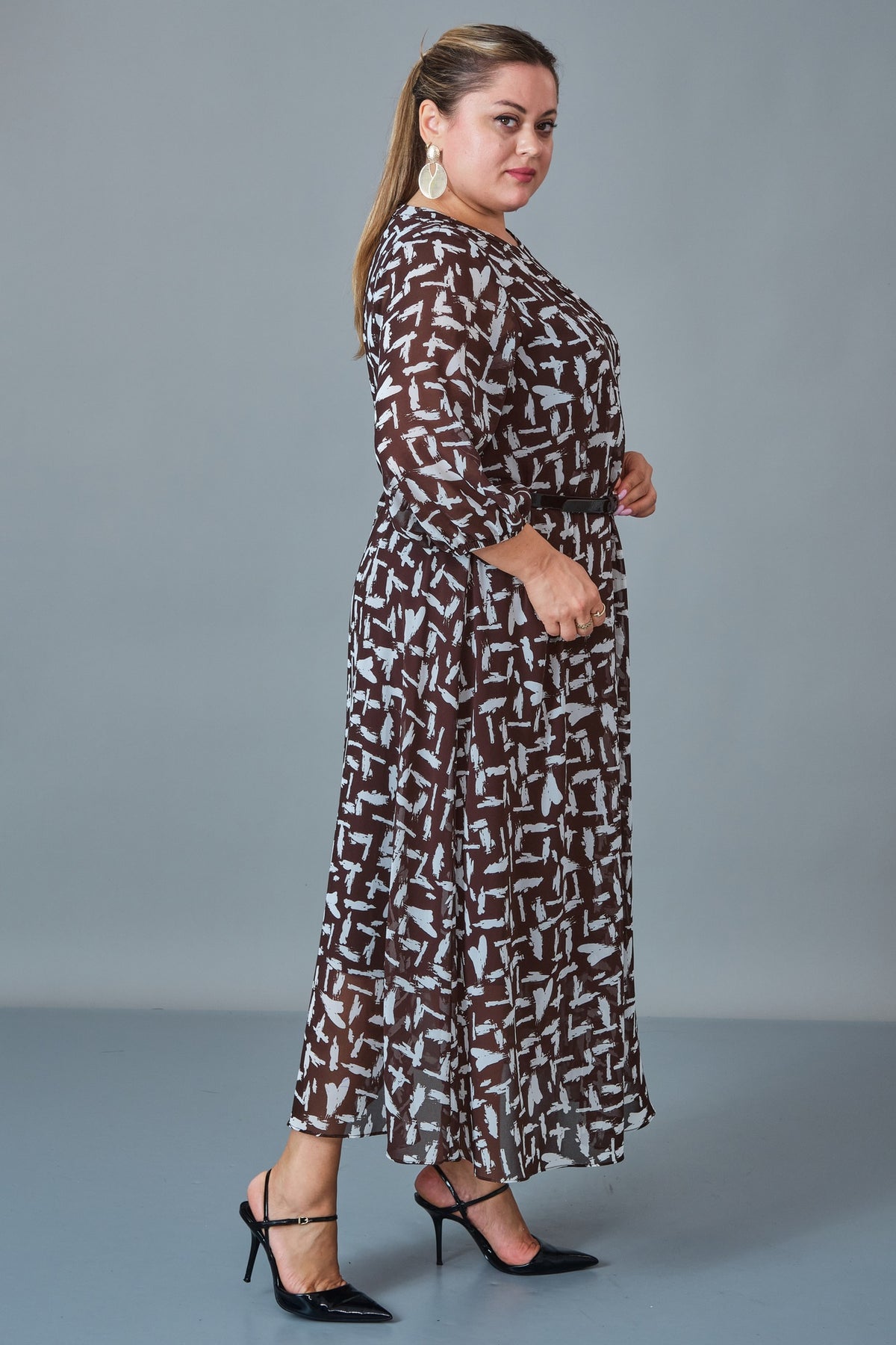 Chiffon Line - Plus Size Dress (CFL27K3538) - 8690200257117